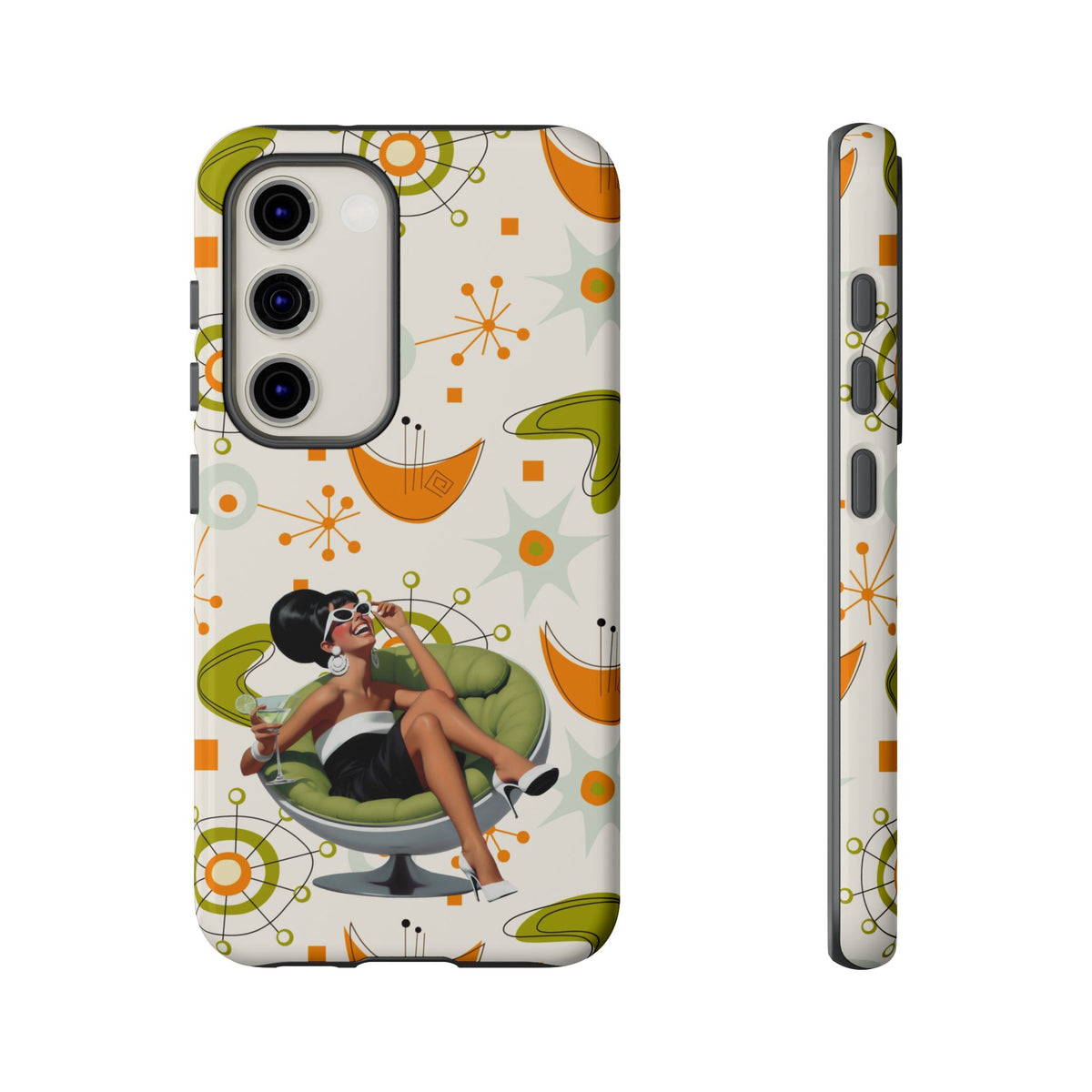 Mid Century Modern Atomic Starburst Mid Mod 60s Gal Retro Chic Tough Phone Case with Vintage Glamour Design - Mid Century Modern Gal