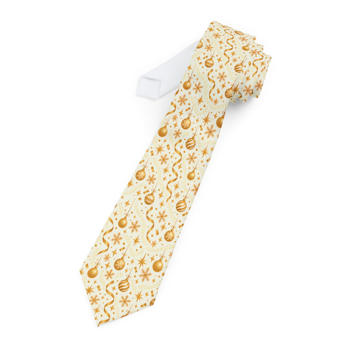 Christmas Party Gold and Cream Necktie