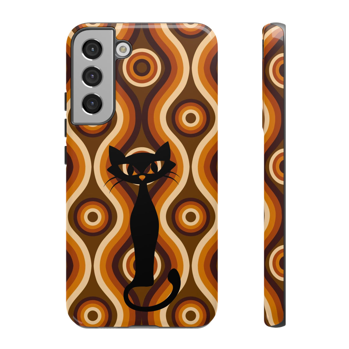Retro Phone Case, Groovy Brown, Atomic Kitsch Cat Tough Smart Phone Cases - Mid Century Modern Gal