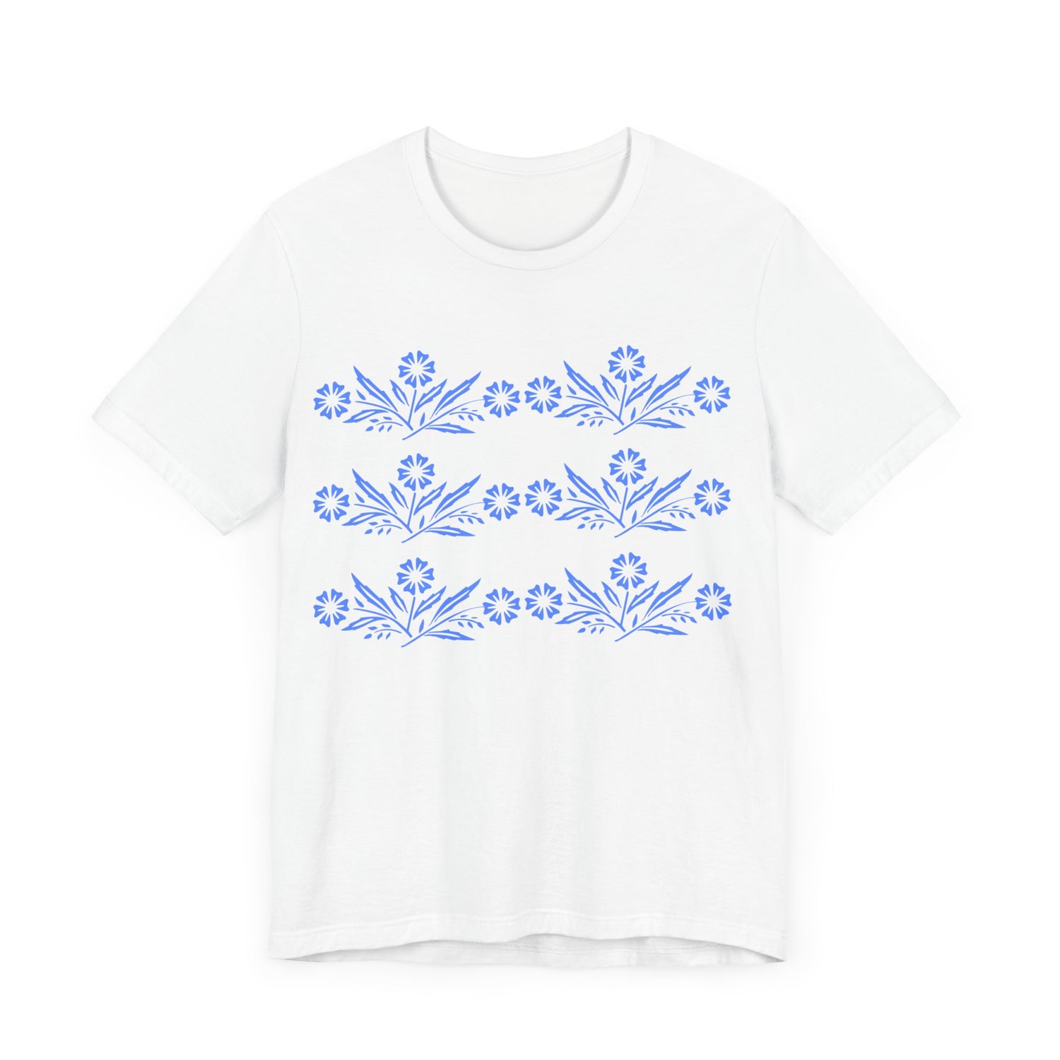 Vintage Corning Ware Inspired Blue Cornflower Retro Mod Tee - Mid Century Modern Gal