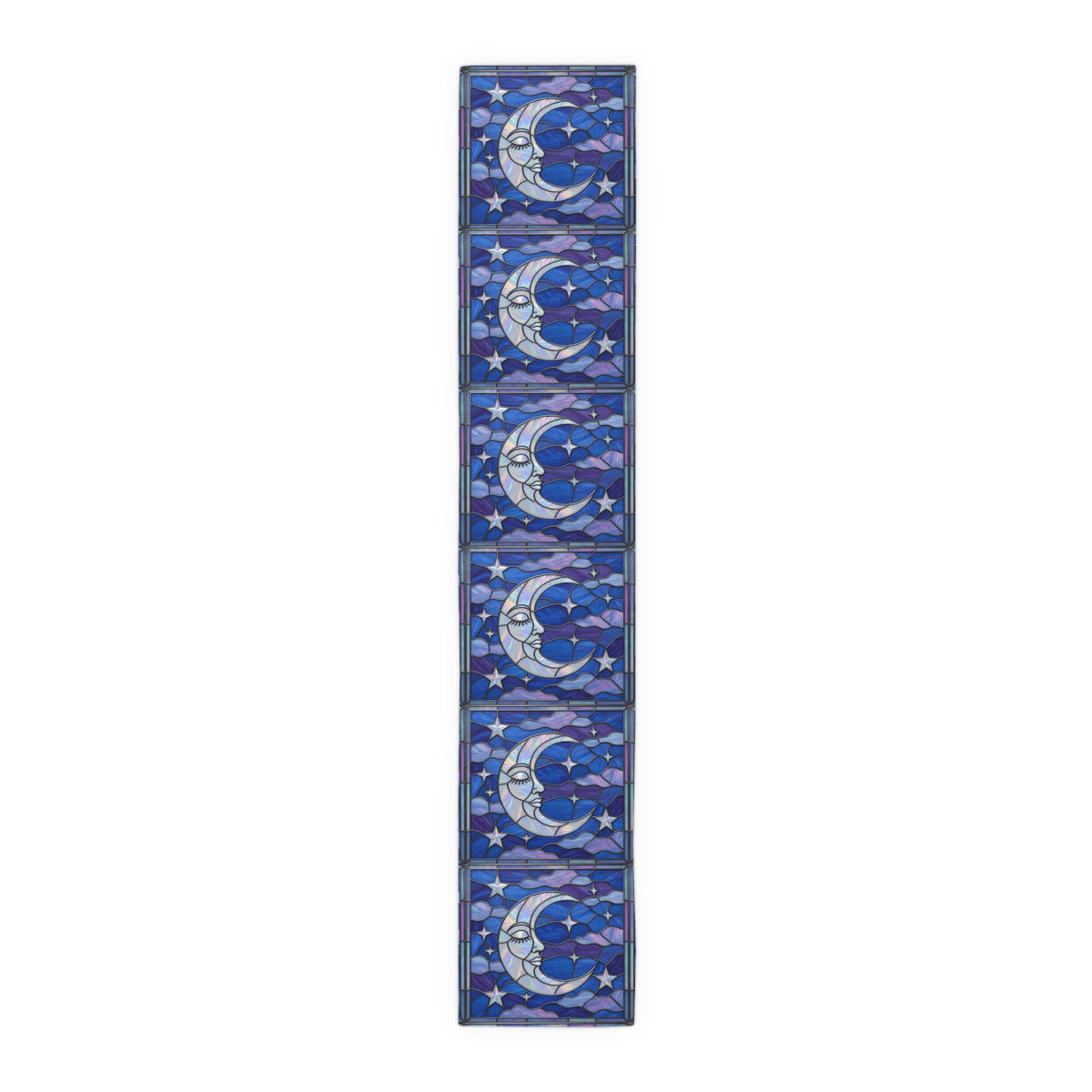 Halloween Stained Glass Style Night Sky Moon Stars Clouds Table Runner - Mid Century Modern Gal