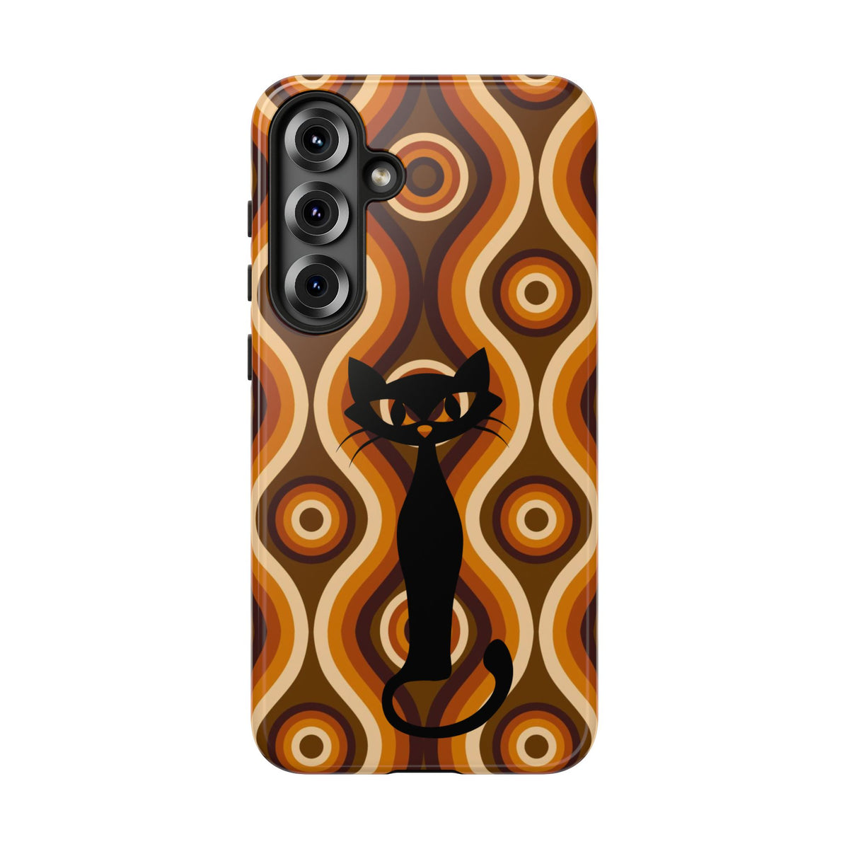 Retro Phone Case, Groovy Brown, Atomic Kitsch Cat Tough Smart Phone Cases