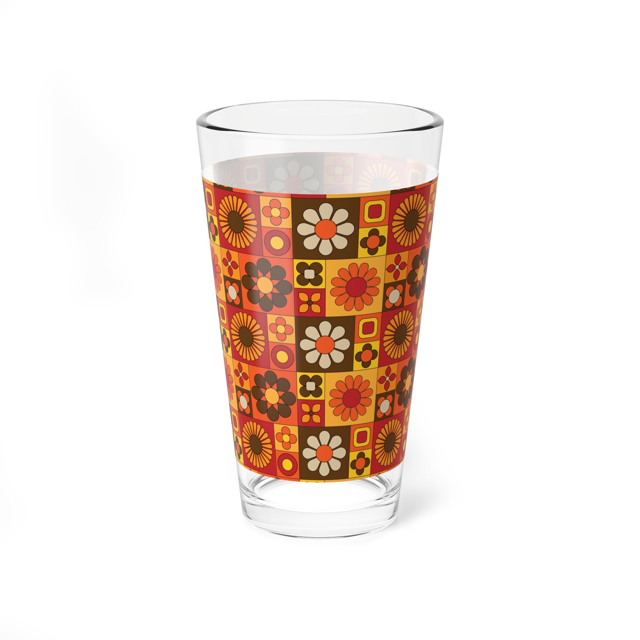 Retro 60s Flower Power Floral Mixing Glass -Vintage Style Drinkware - Mid Century Modern Gal
