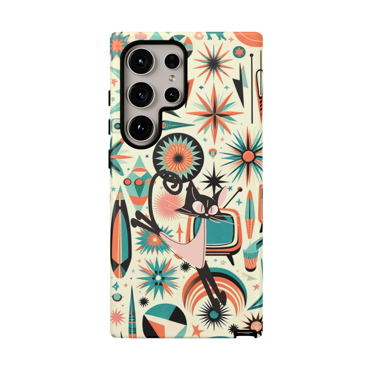 Atomic Kitty Boomerang Space Kitty Mid Century Modern Samsung, Smart Phone, Tough Cases