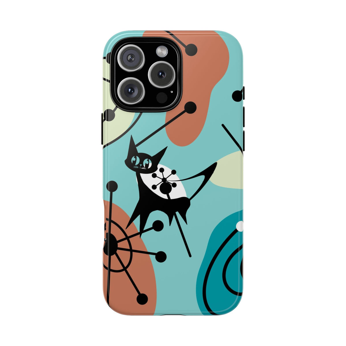 Atomic Kittie, Mid Century Modern Geometric Amoeba Retro Smart PhoneTough Phone