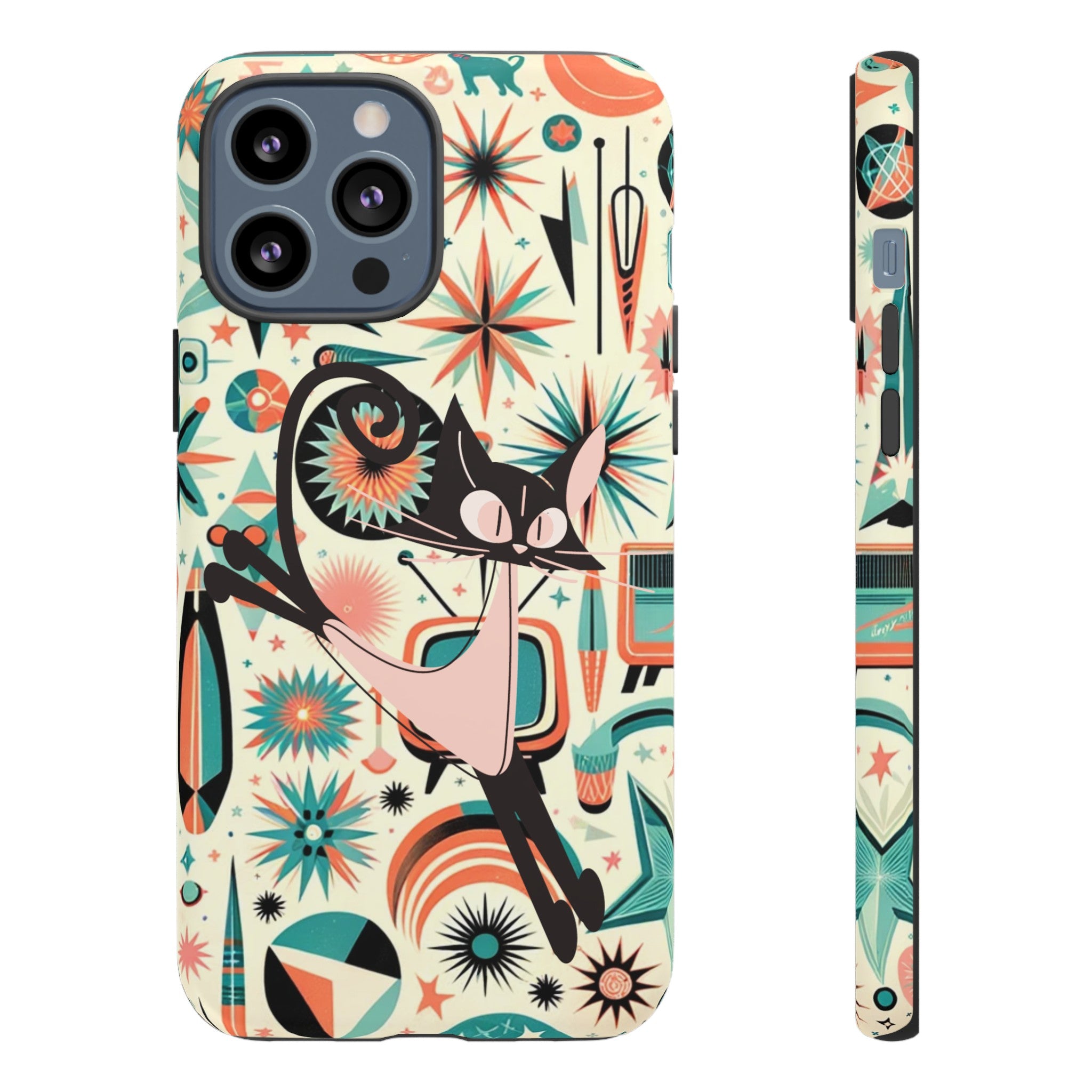 Atomic Kitty Boomerang Space Kitty Mid Century Modern Samsung, Smart Phone, Tough Cases - Mid Century Modern Gal