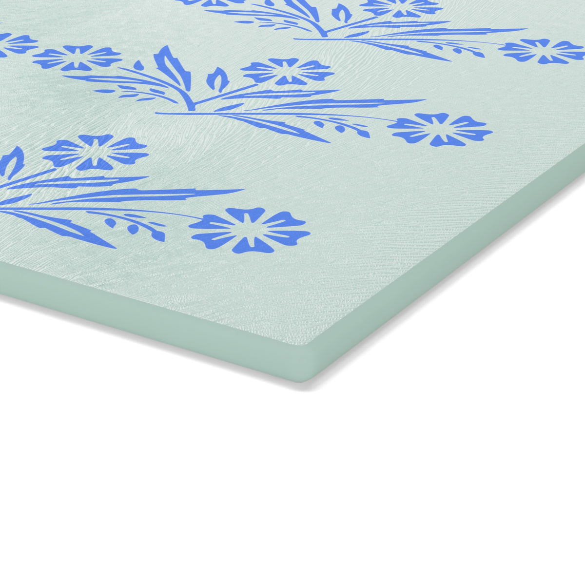 Blue Cornflower Kitschy Kitchen Coriningware Inspired Glass Cutting Board - Mid Century Modern Gal