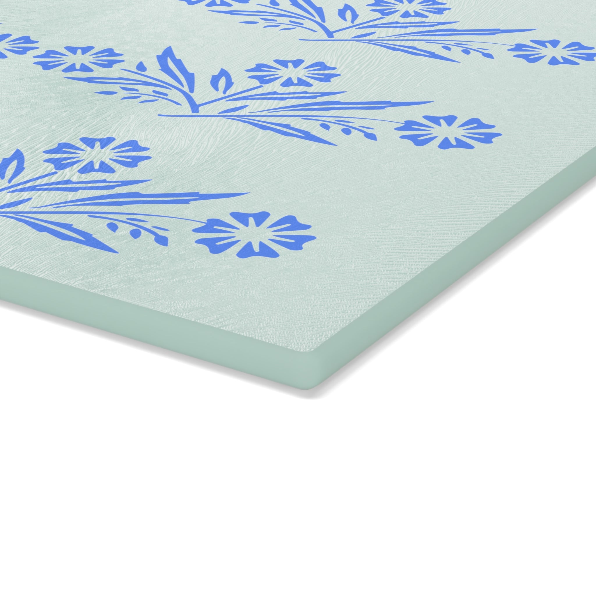 Blue Cornflower Kitschy Kitchen Coriningware Inspired Glass Cutting Board - Mid Century Modern Gal