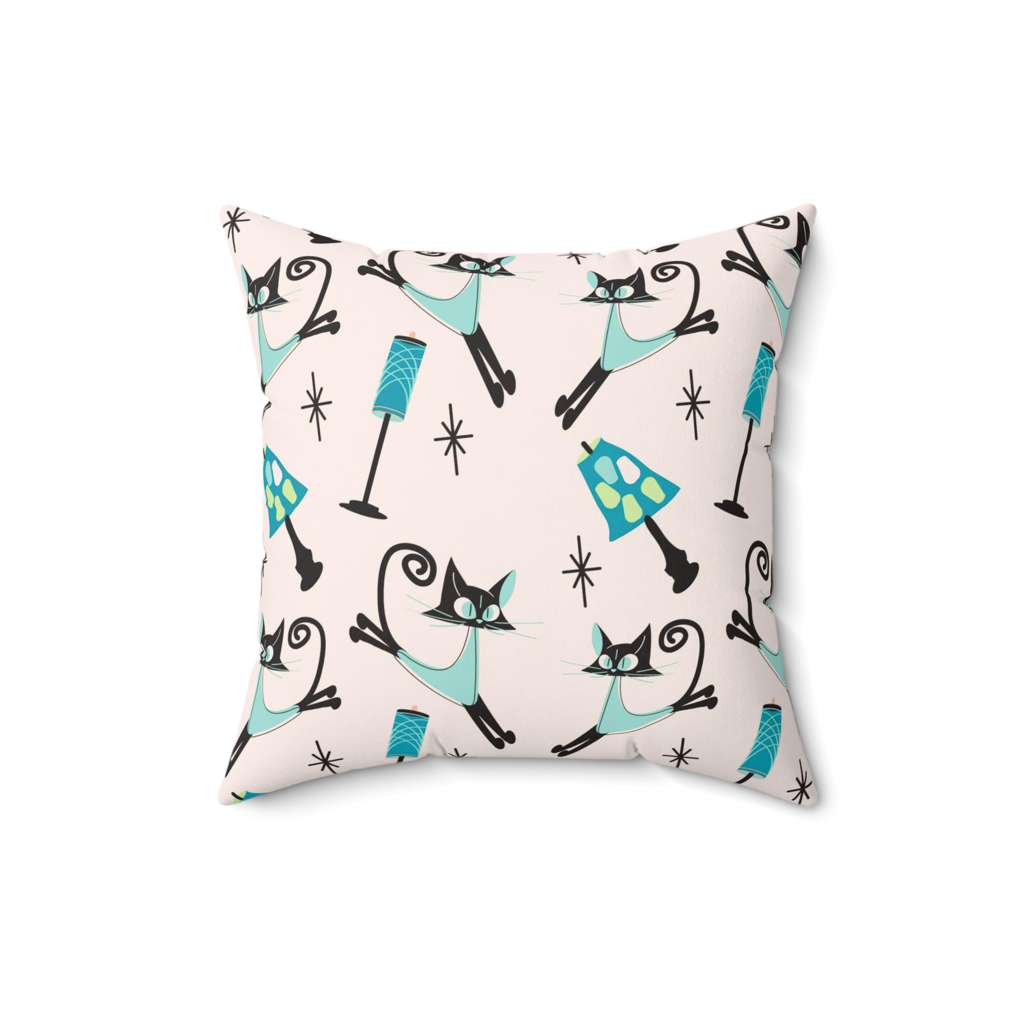 Mid Century Modern Atomic Cat Pillow And Insert - Mid Century Modern Gal