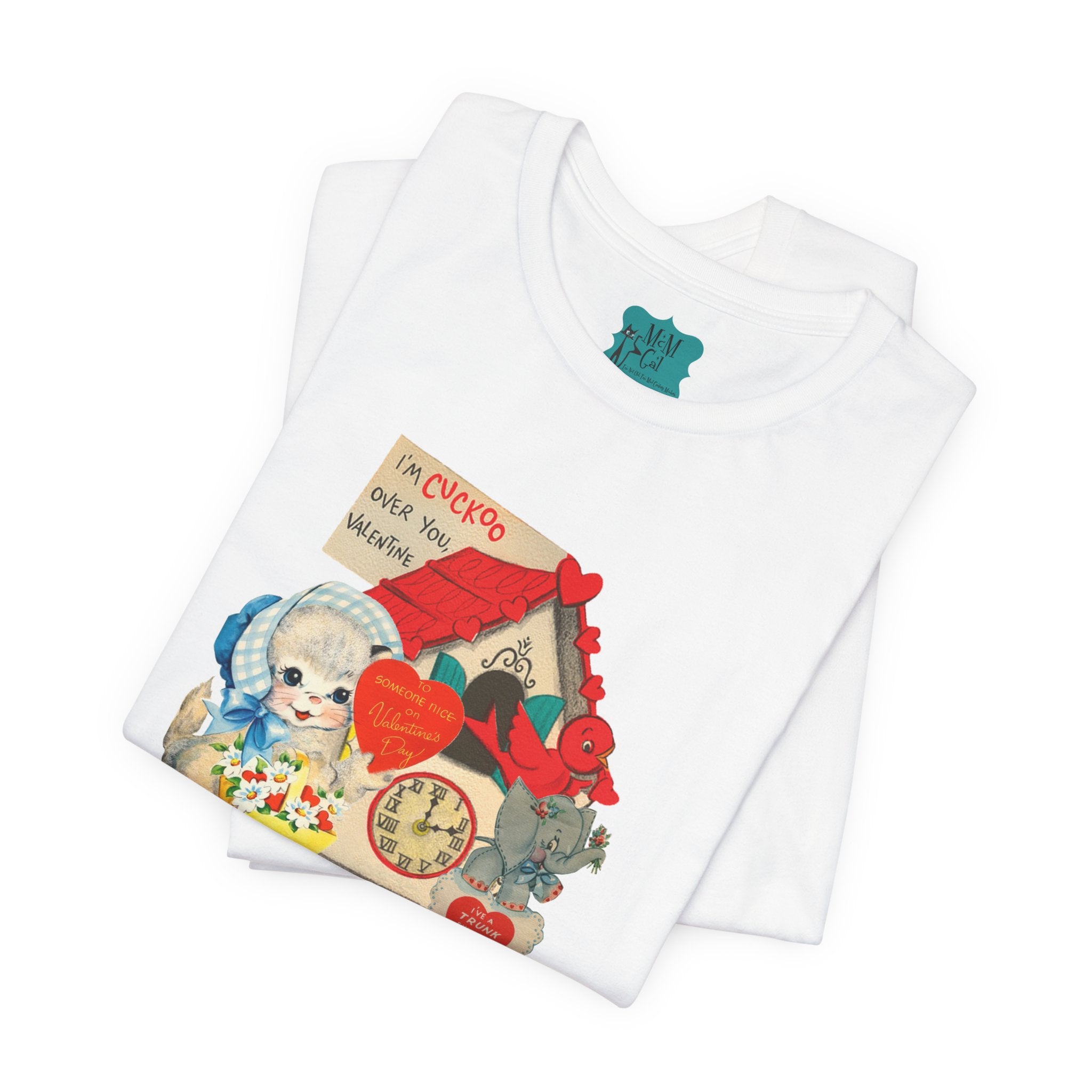 Vintage Valentine Cards Tee, Kitschy Whimsical Love Short Sleeve Tee - Mid Century Modern Gal
