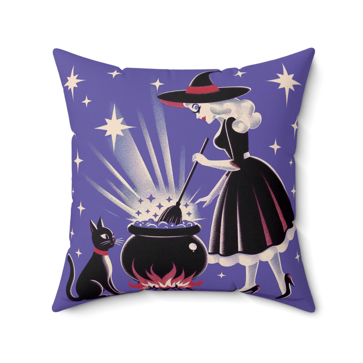 Witch's Brew Mid Century Modern Halloween Gothic Purple Pillow Cover and Insert - Mid Century Modern Gal