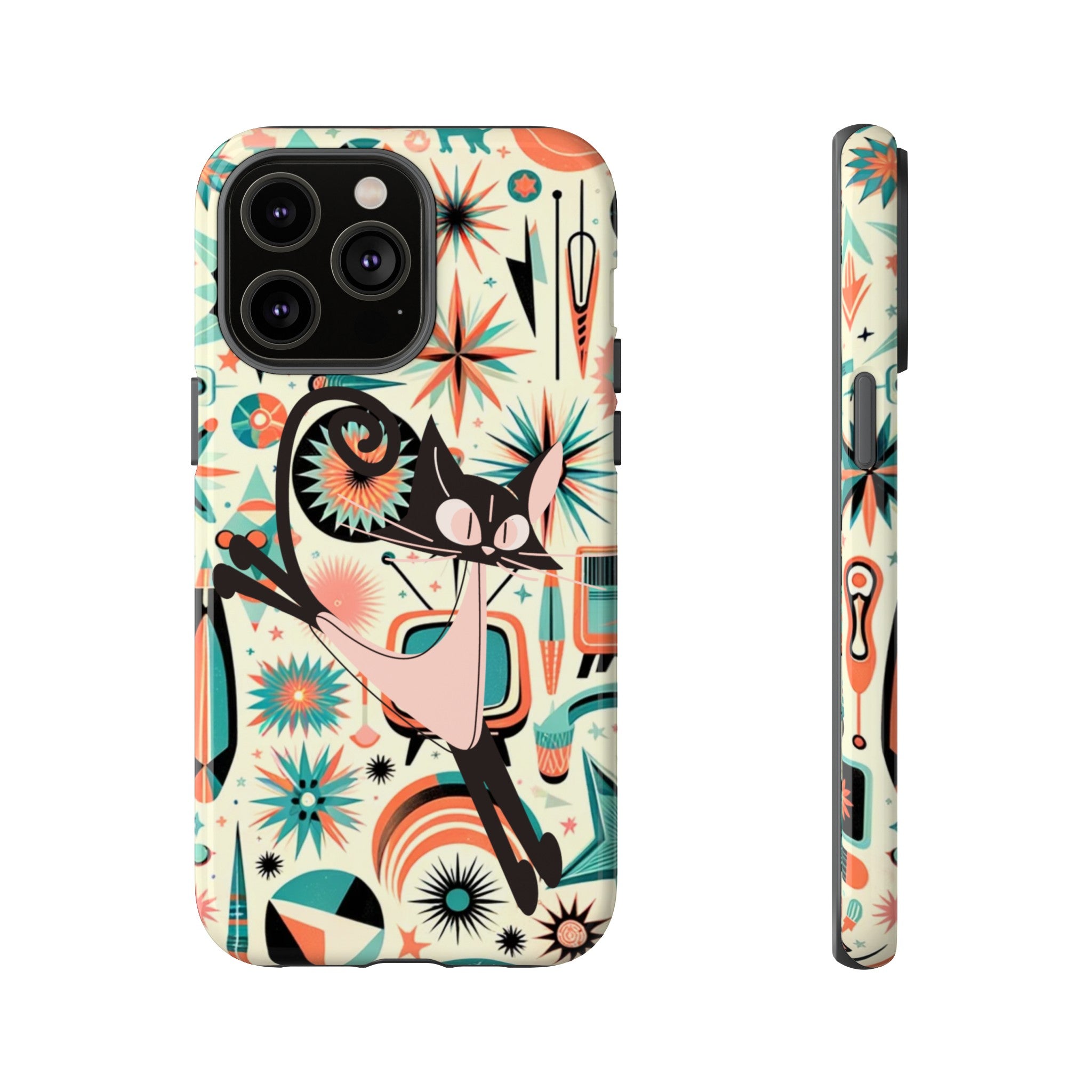 Atomic Kitty Boomerang Space Kitty Mid Century Modern Samsung, Smart Phone, Tough Cases - Mid Century Modern Gal
