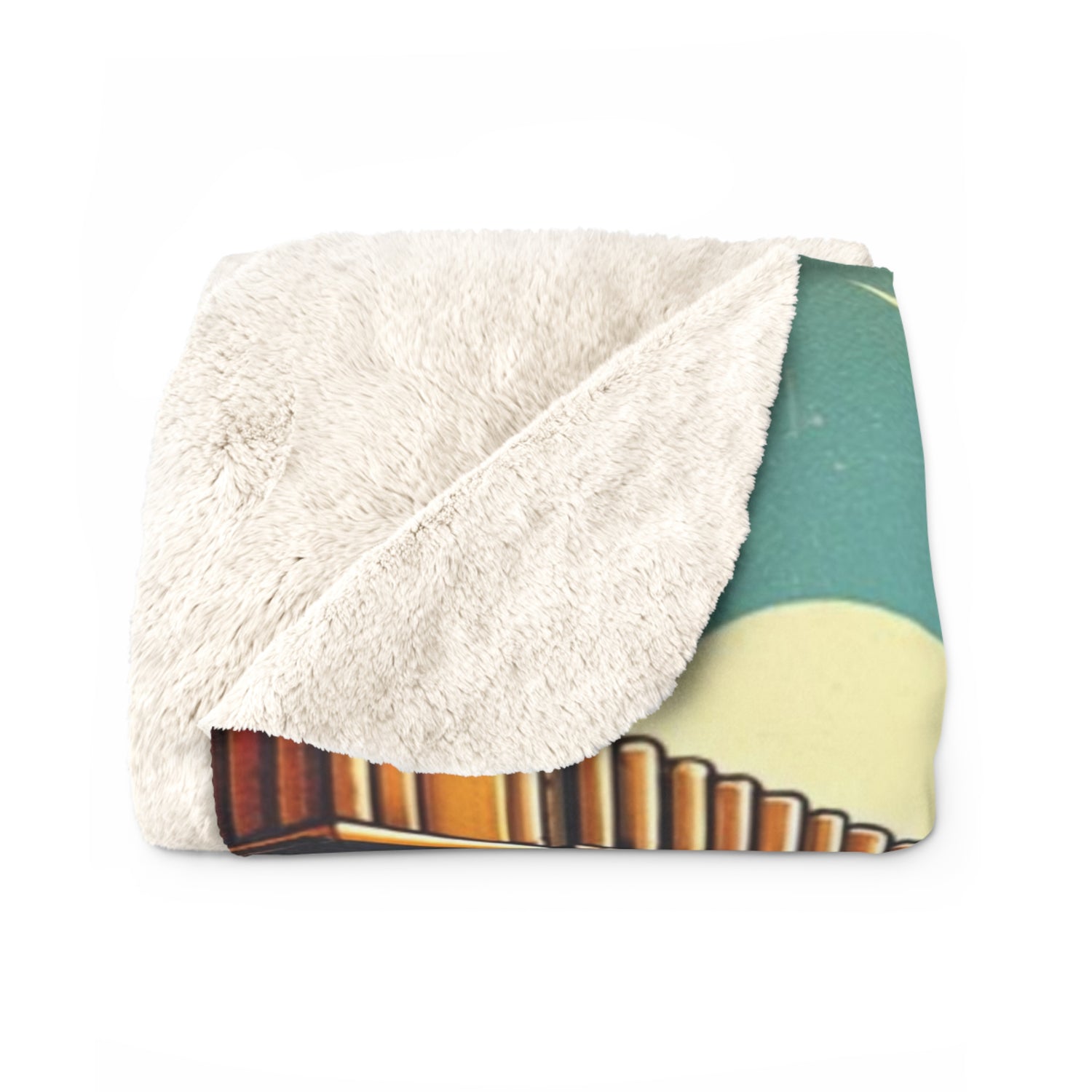 Mid Century Modern Retro Tiki Idol, Tiki Bar, Sunset Beach, MCM Sherpa Fleece Blanket - Mid Century Modern Gal