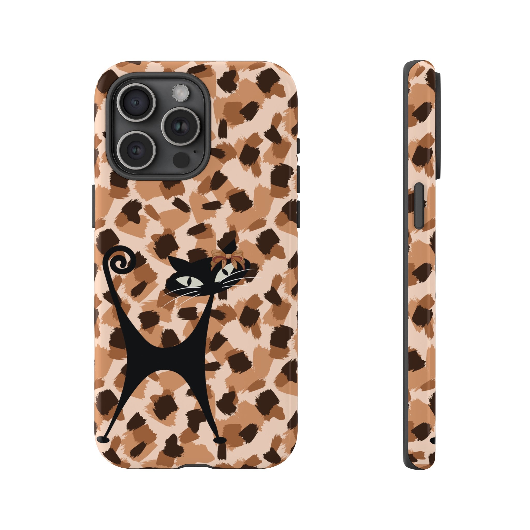 Mid Century Modern Atomic Cat, Animal Print Kitschy Trendy Smart Phone Tough Cases