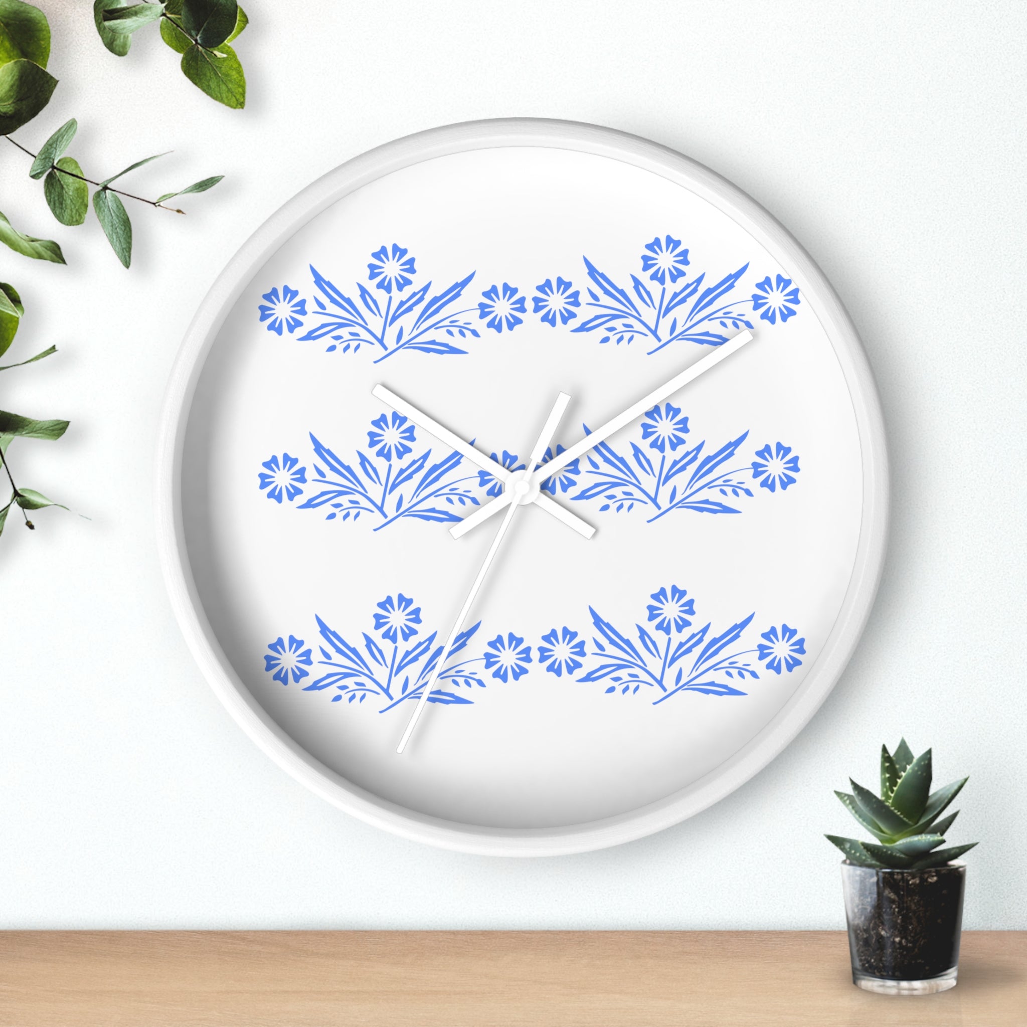 Blue Cornflower Corningware Inspired Kitschy Kitchen Wall Clock - Mid Century Modern Gal