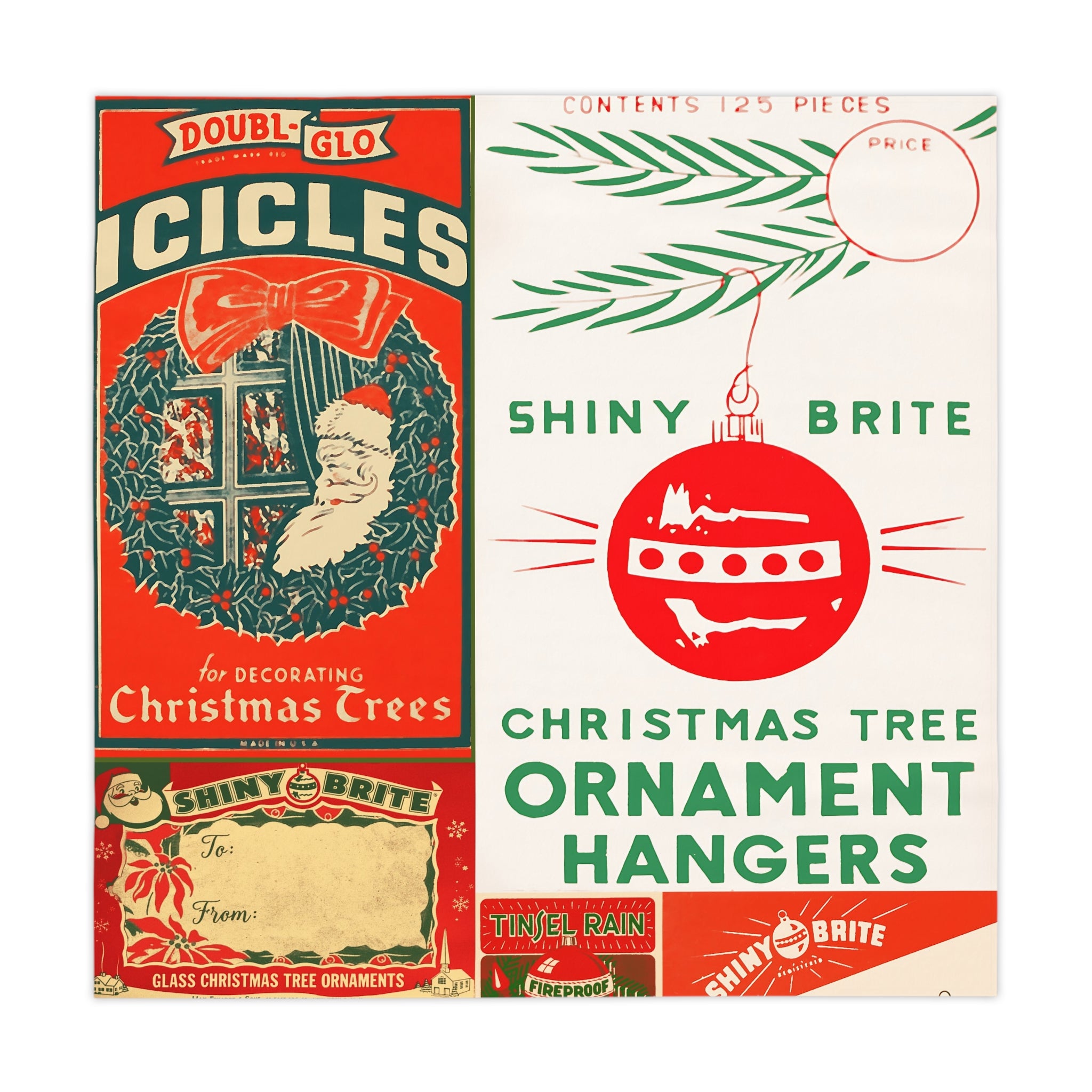 Original Shiny Brite Ornaments Advertisment Vintage Inspired Christmas Mod Tablecloth - Mid Century Modern Gal