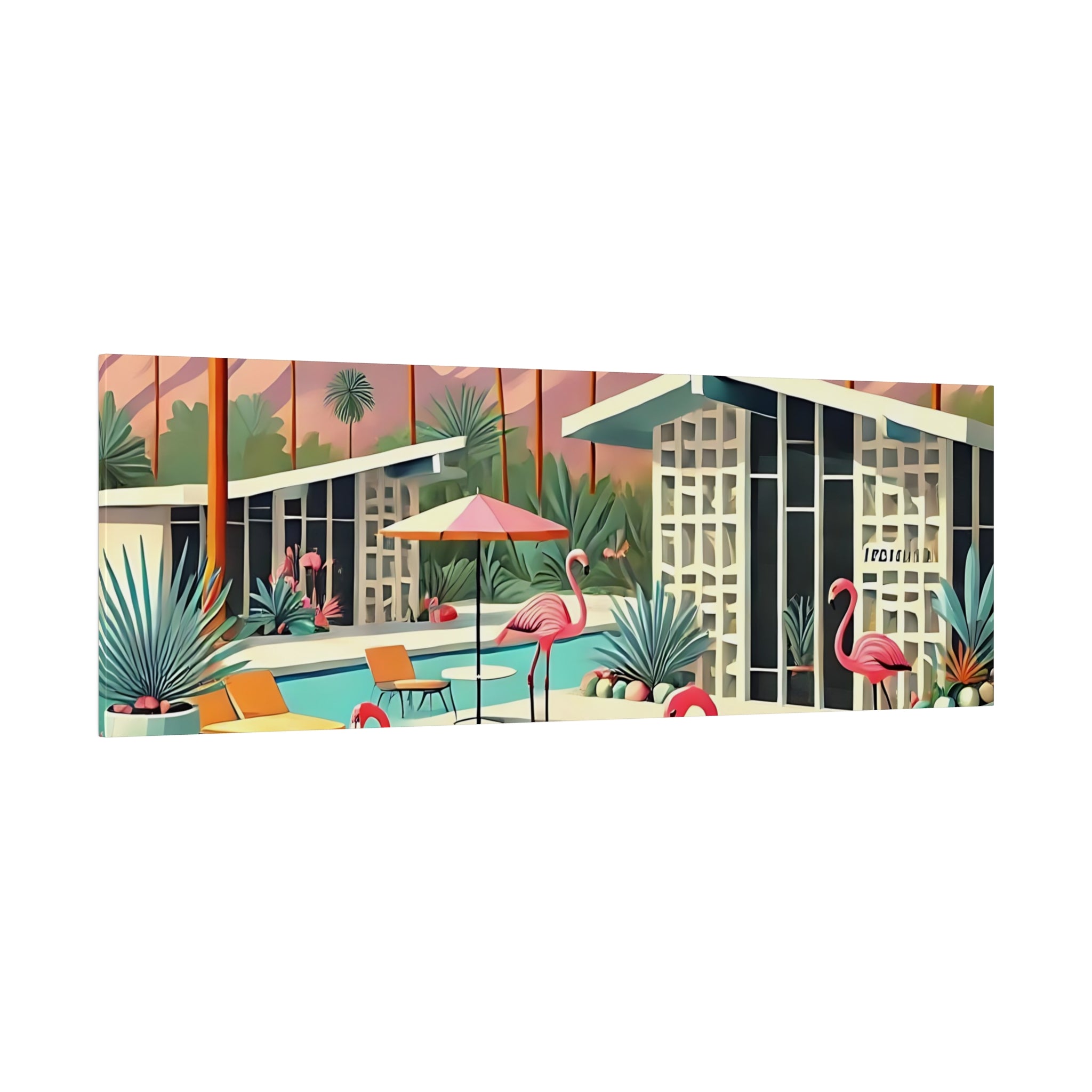 50s Mid Century Modern Wall Art, Palm Springs Flamingo Breeze Block MCM Art - Mid Century Modern Gal