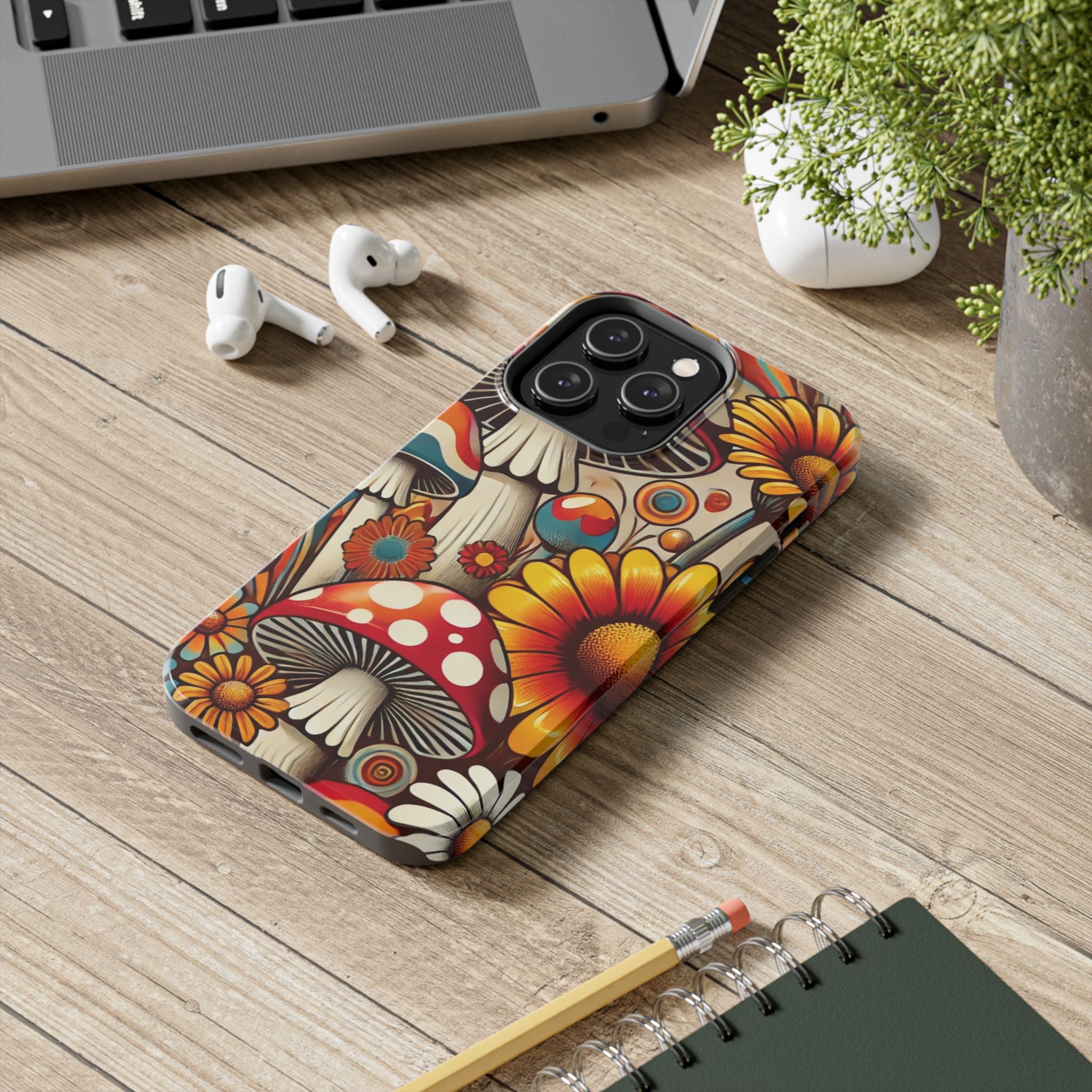 Bohemian Floral Mushroom Tough Phone Case - Trendy Protection for Nature Lovers - Mid Century Modern Gal