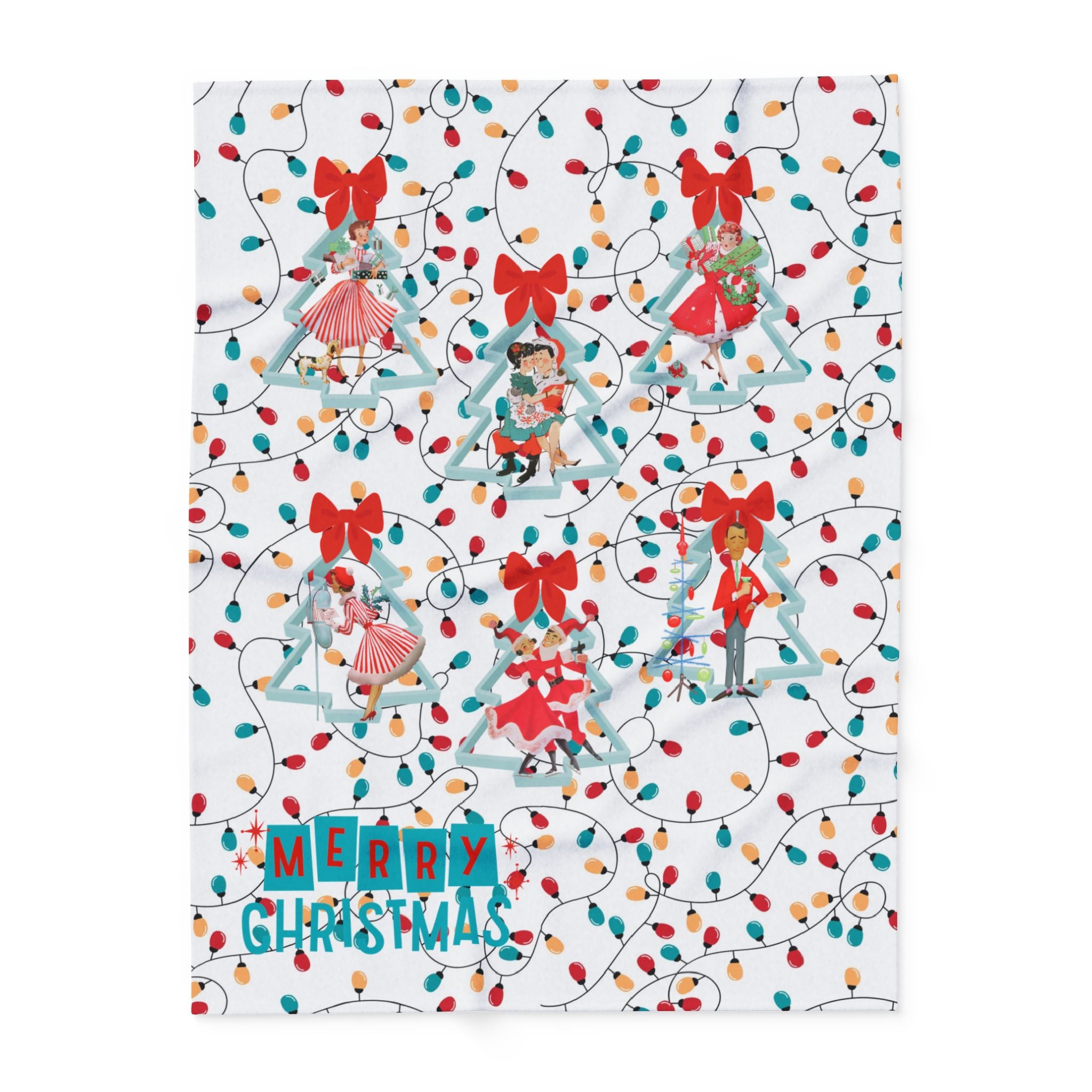 Festive Merry Christmas Arctic Fleece Blanket, Cozy Winter Decor, Holiday Gift, Christmas Throw, Seasonal Home Accent - Mid Century Modern Gal