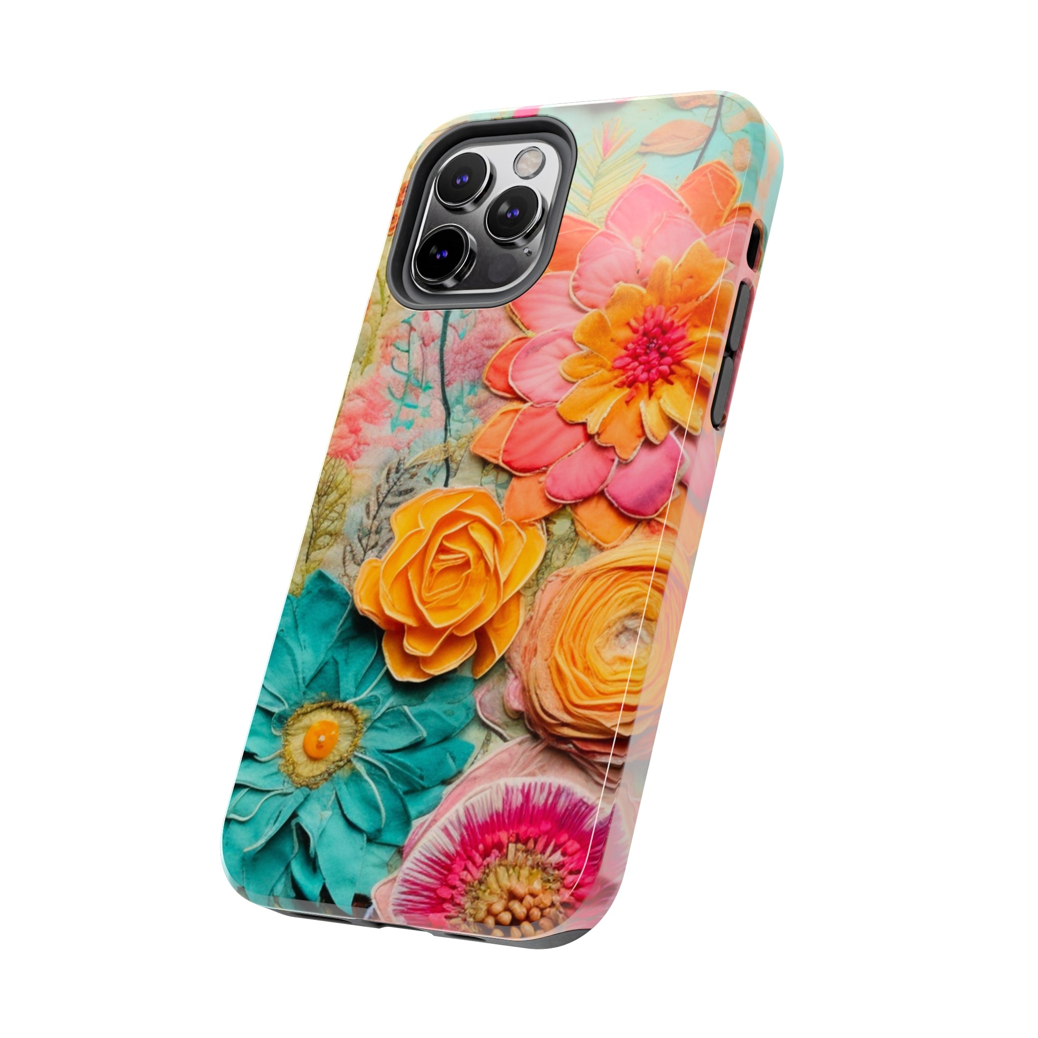 Boho Retro Floral Faux Pressed Flowers Smart Phone Tough Phone Cases - Mid Century Modern Gal