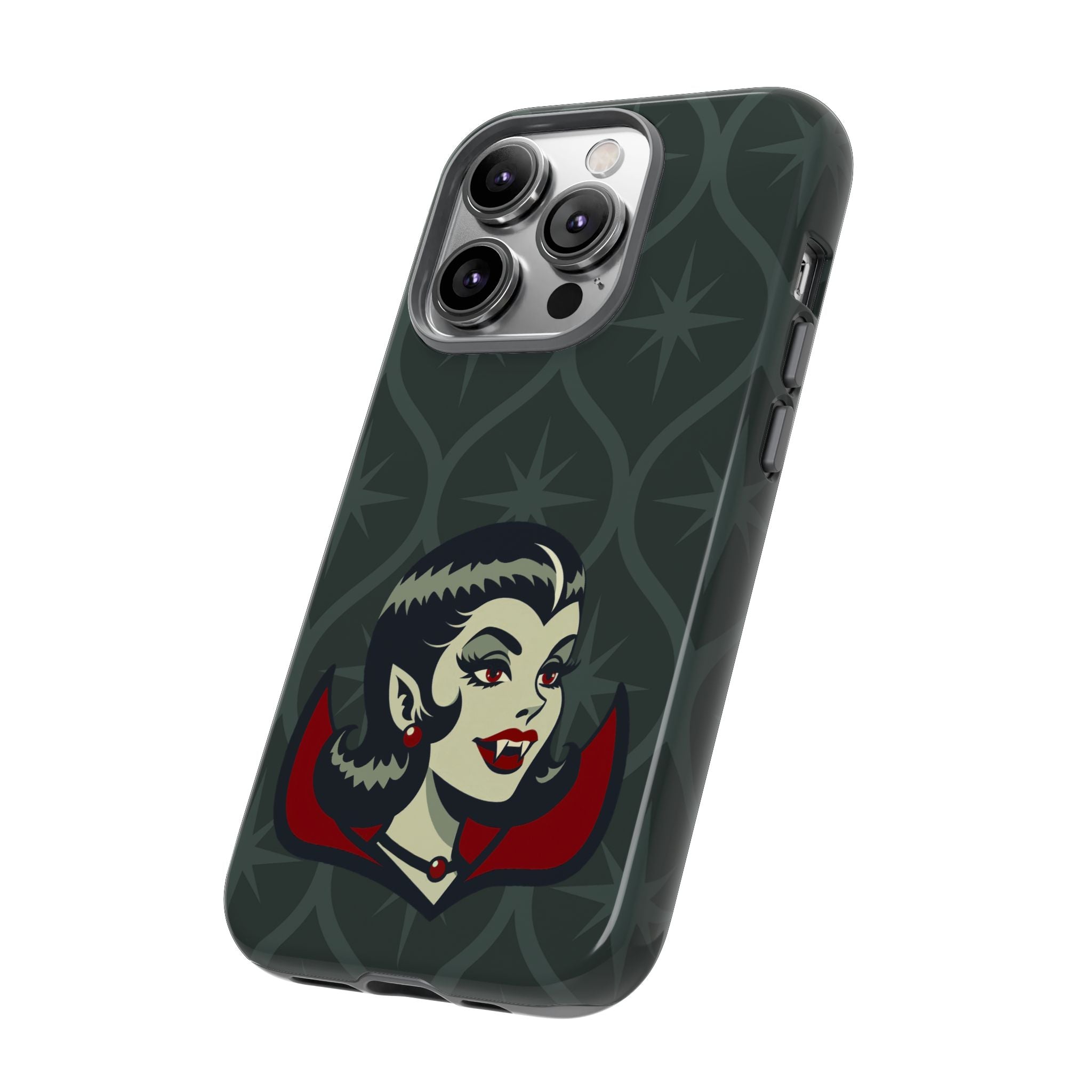 Vampire Dracula Girl Halloween Goth Horror Buff MCM Green Tough Phone Case