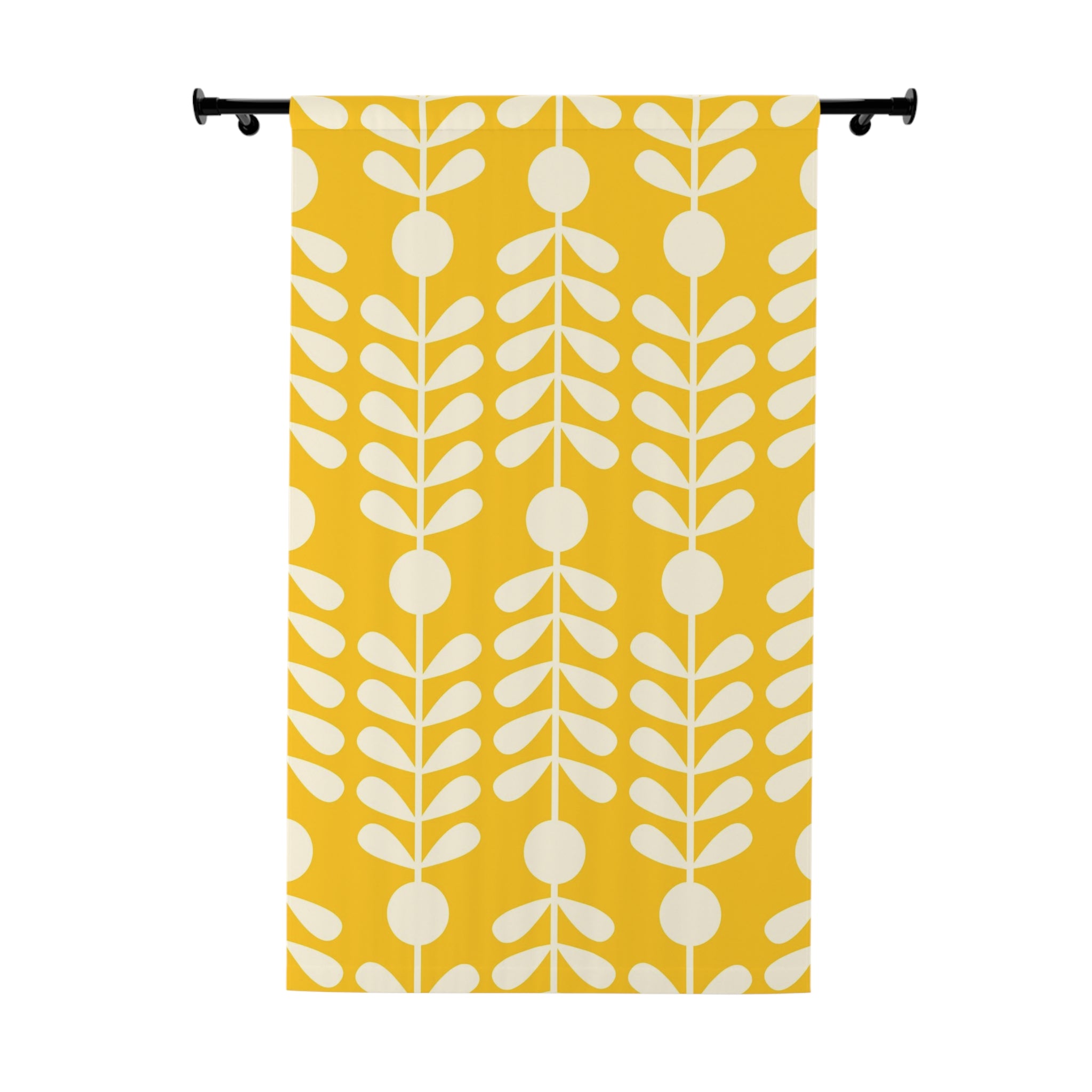 Scandinavian, Modern Danish, Minimalist, Yellow White, Abstract, Hygge Folk Art Retro Mod Window Curtains (1 Piece) - Mid Century Modern Gal
