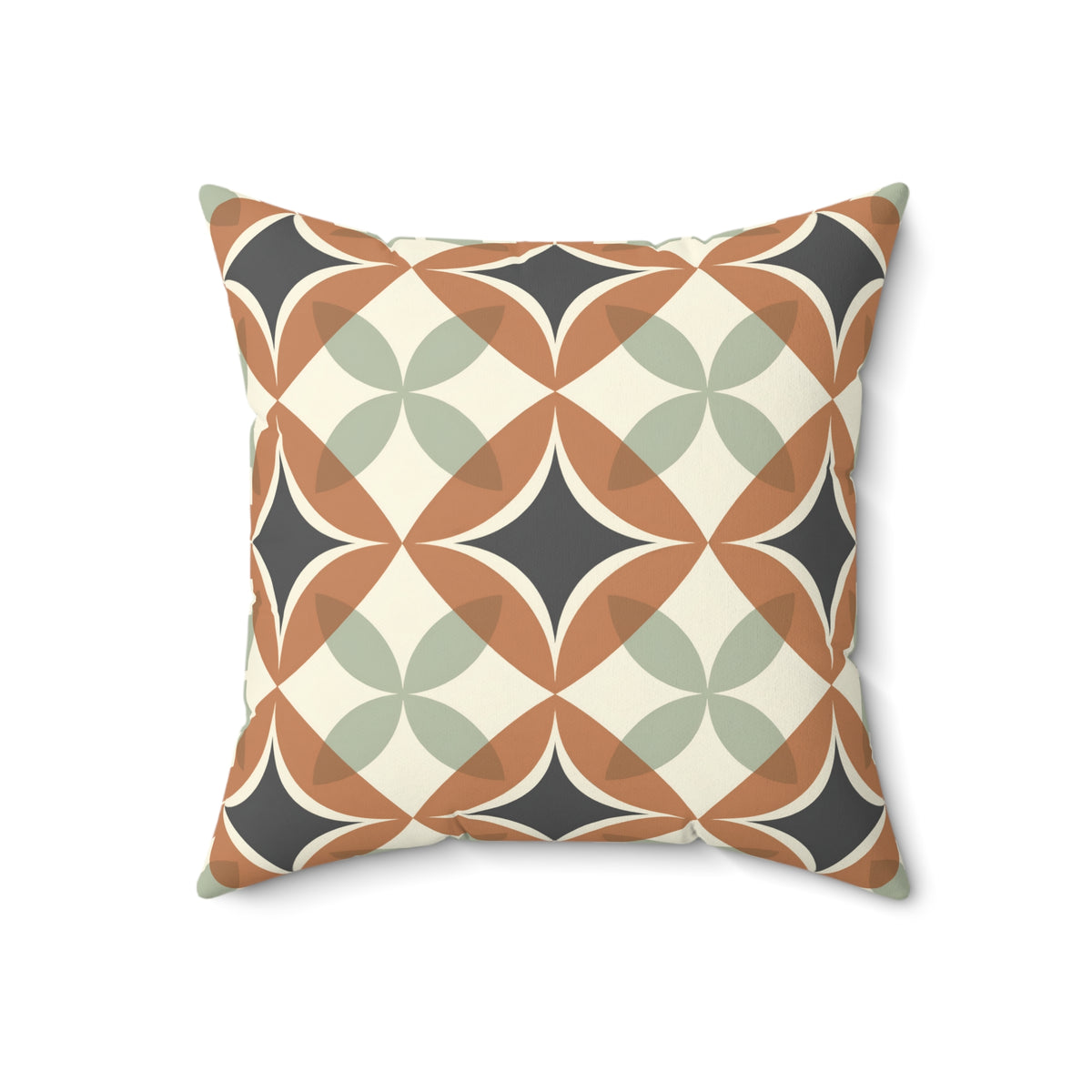 Mid Century Modern Interlocking Geometric, Terracotta Sage Charcoal Pillow Cover and Insert - Mid Century Modern Gal
