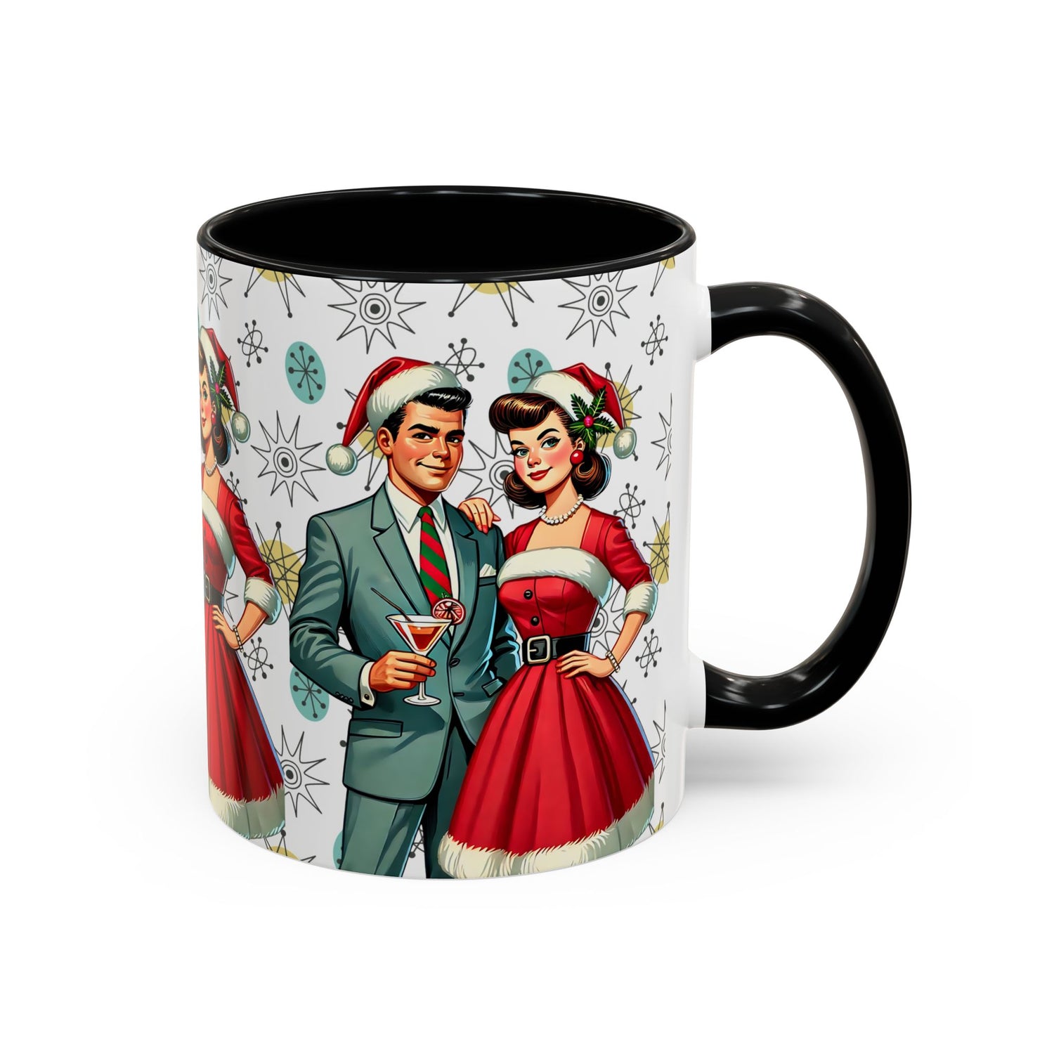 Mid Century Modern Atomic 50s Christmas Franciscan Starburst Pattern Mug - Mid Century Modern Gal