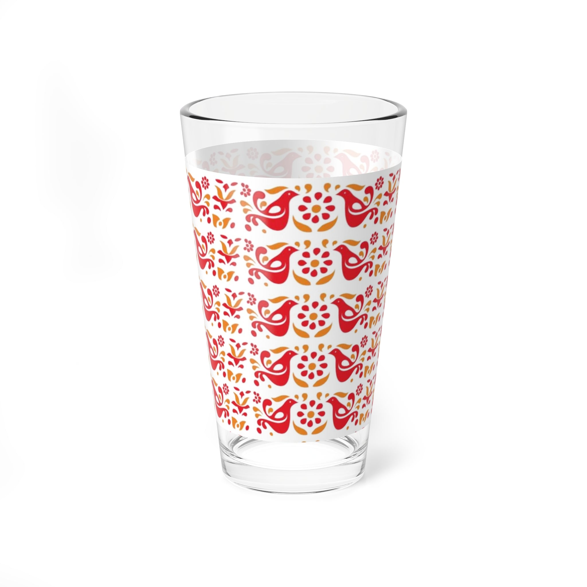 Pyrex Circle Of Friendship, Folk Art Rooster, Red, Yellow Kitschy Pyrex Collector Drinking Glass - Mid Century Modern Gal