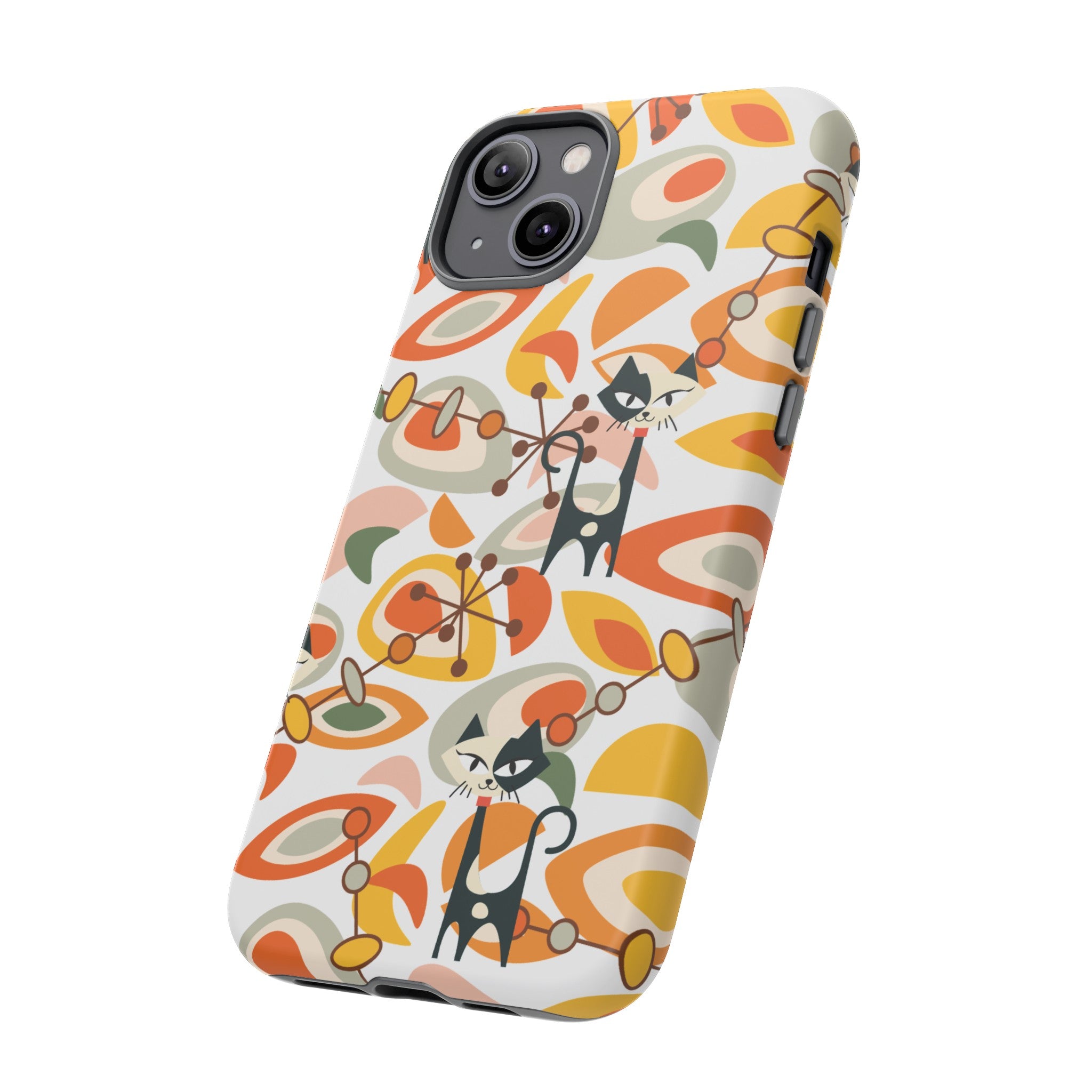 Atomic Cat Mid Mod Orange, Yellow, Groovy Cat Smart Phone Tough Cases