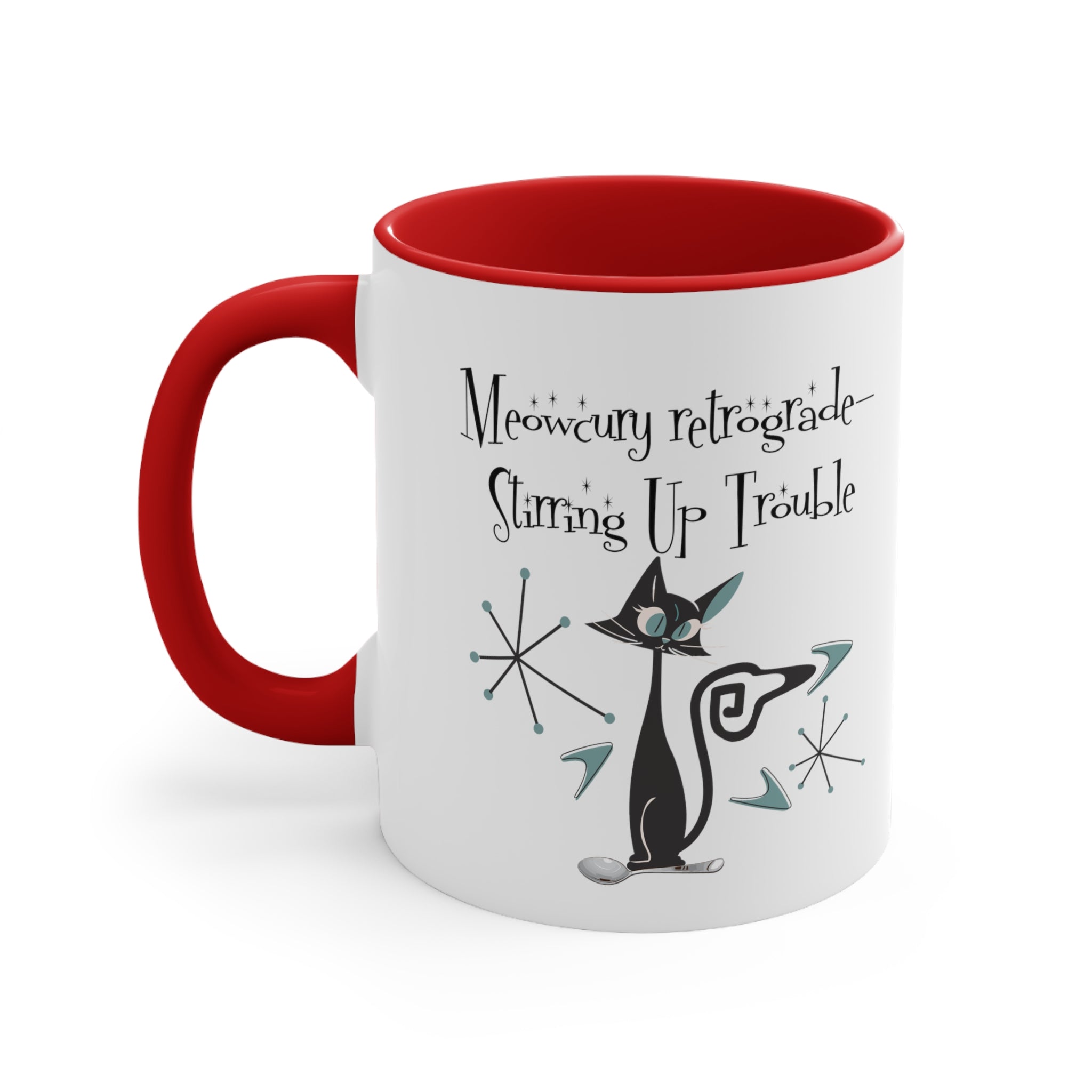 Atomic Kitty Cat, Mid Century Modern Drinkware, Funny, Kitschy Style, Cat Lover, Coffee Lover Mug Gifts - Mid Century Modern Gal