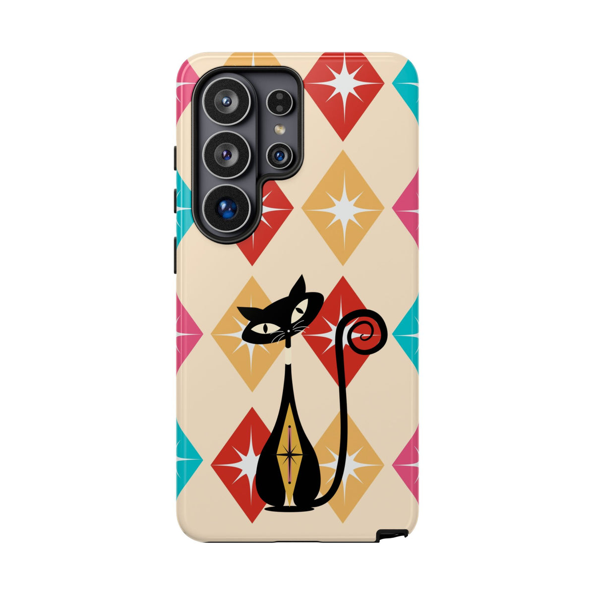 Mid Century Modern Atomic Cat, Atomic 50s Diamonds Retro Phone Tough Cases