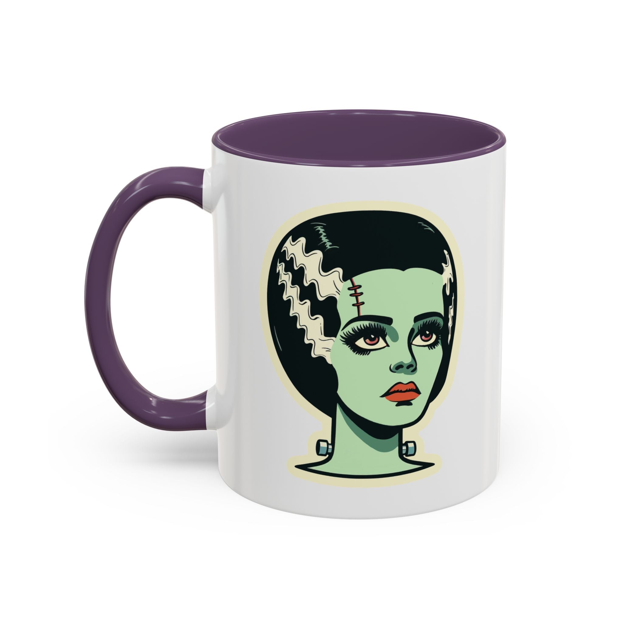 Bride of Frankenstein Retro Mid Mod Horror Buff Accent Coffee Mug - Mid Century Modern Gal