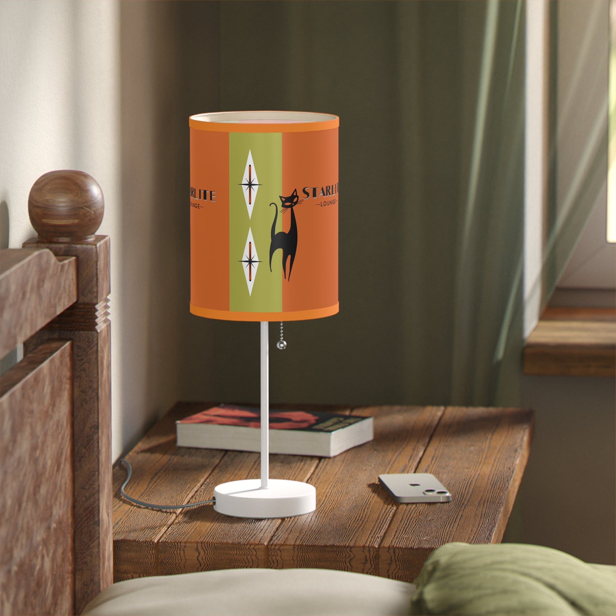 Atomic Cat Starlite Lounge, Mid Century Modern Retro Cat Design Table Lamp - Unique Home Decor for Cat Lovers - Mid Century Modern Gal