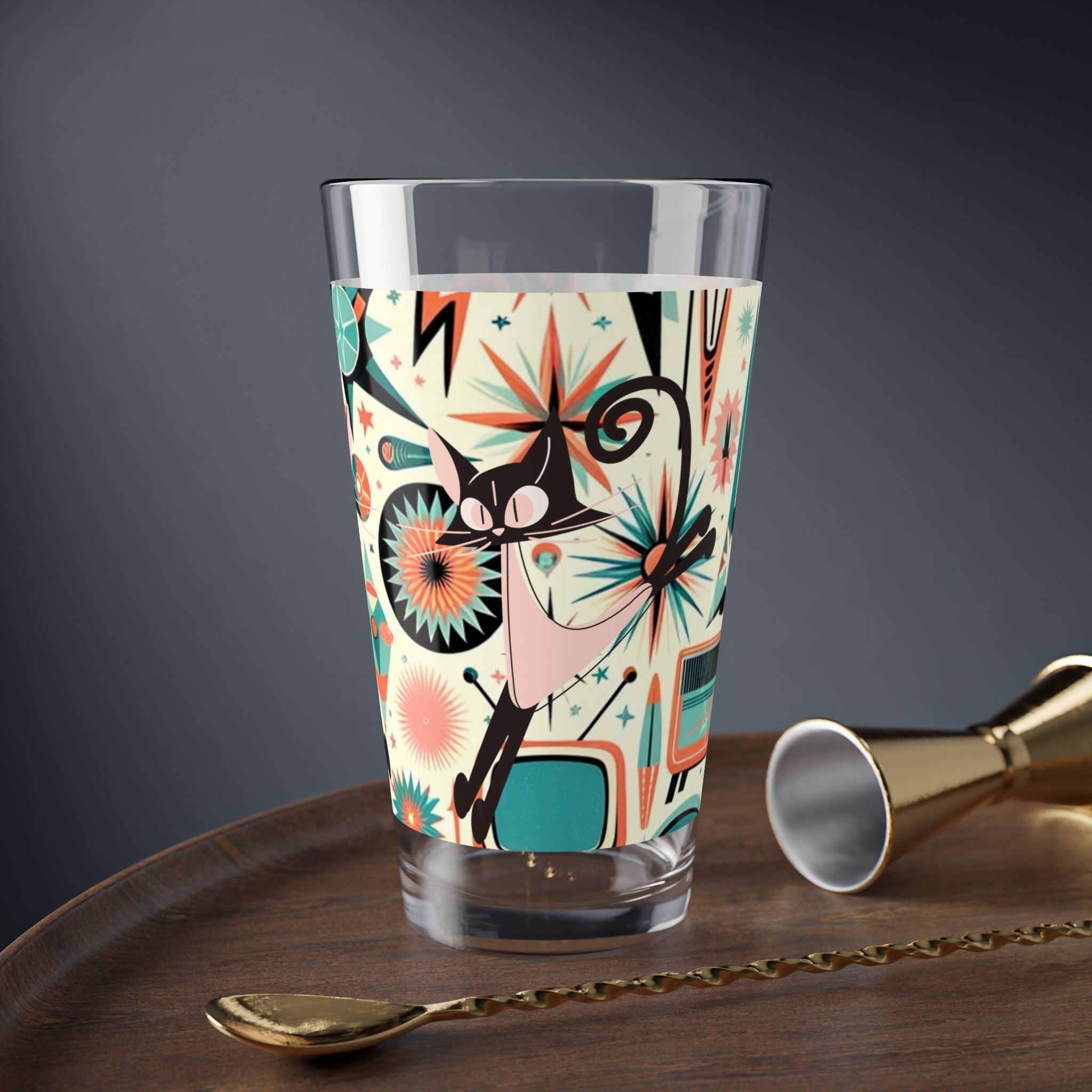 Atomic Space Kittie, Mid Century Modern Barware, 50s Style Drinkware - Mid Century Modern Gal