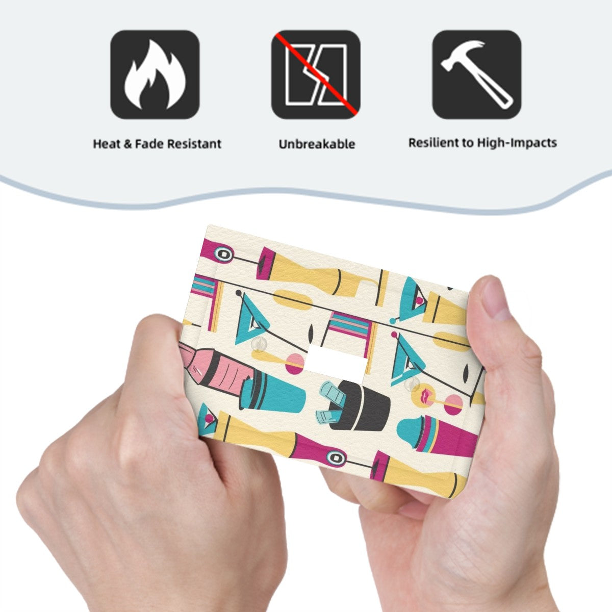 Mid Century Modern Cocktail Kitschy Mod Faux Leather Texture Switch Cover 1-Gang 1 Toggle - Mid Century Modern Gal