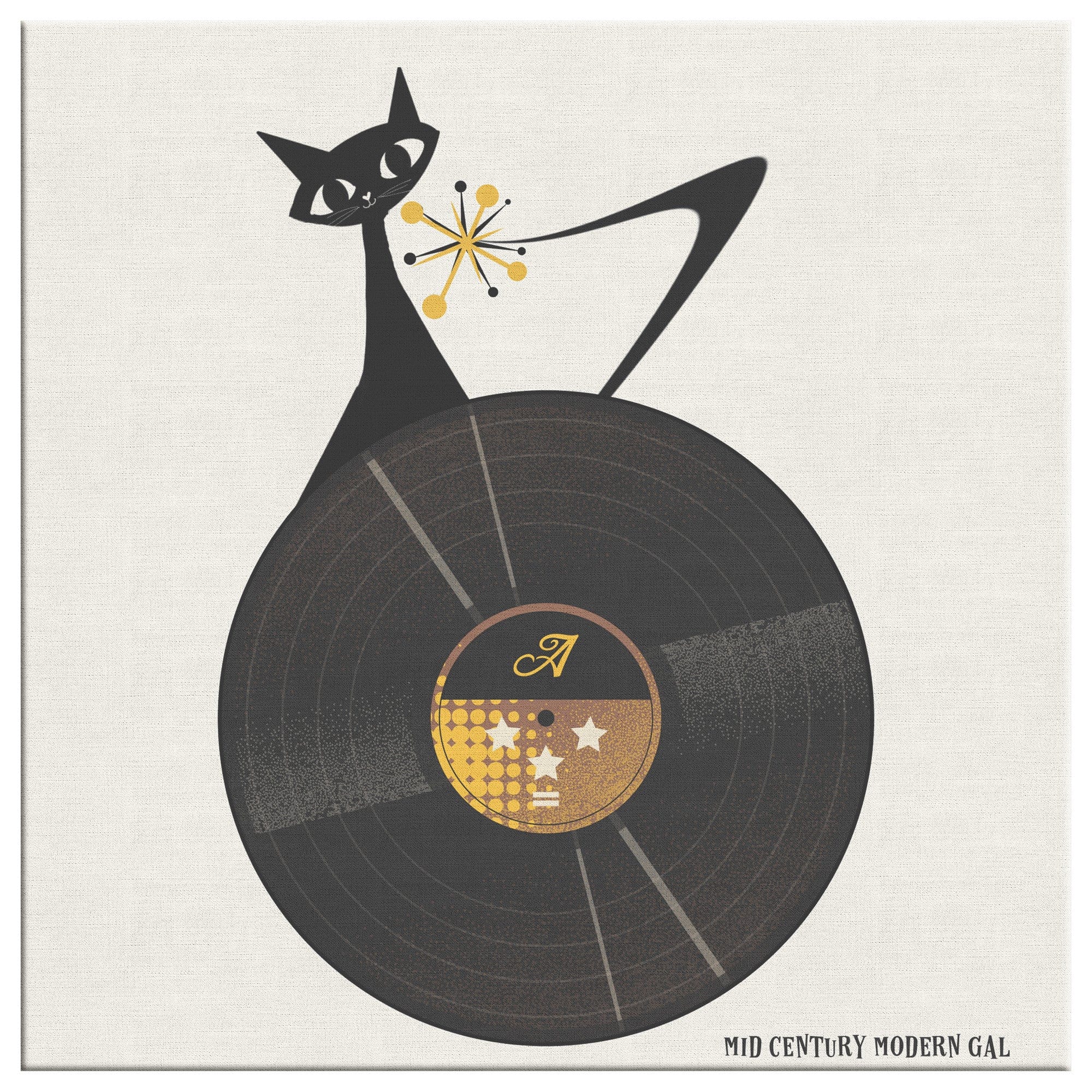 Atomic Cat, Groovy Record, Mid Century Modern Wall Art Wall Art 10x10 / .75