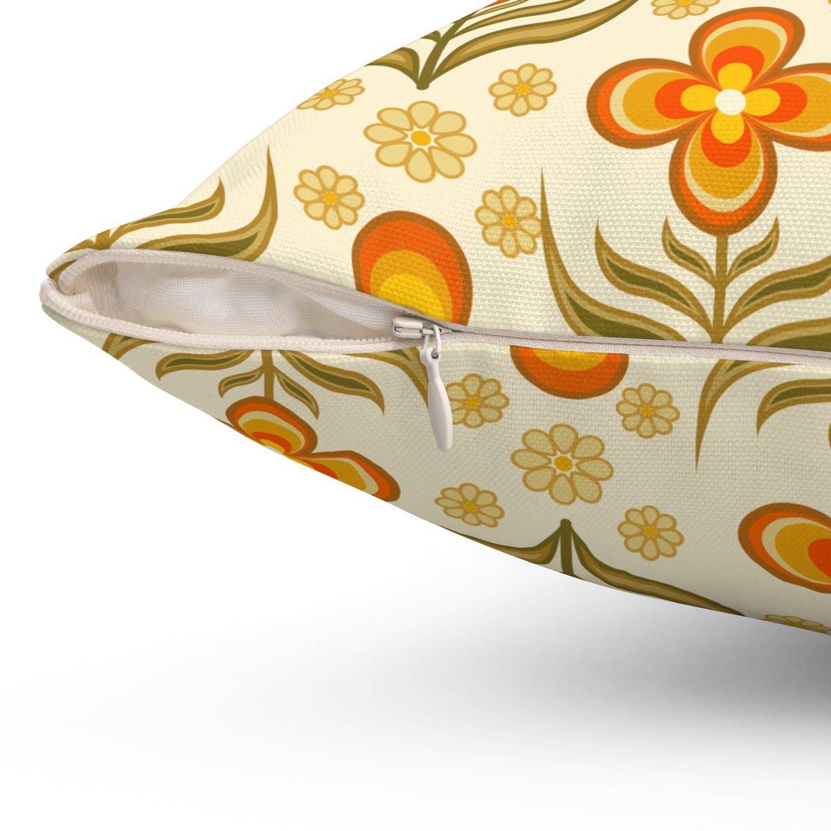 70s Retro Groovy Flower Power Floral Orange, Yellow Green Pillow And Cover - Mid Century Modern Gal