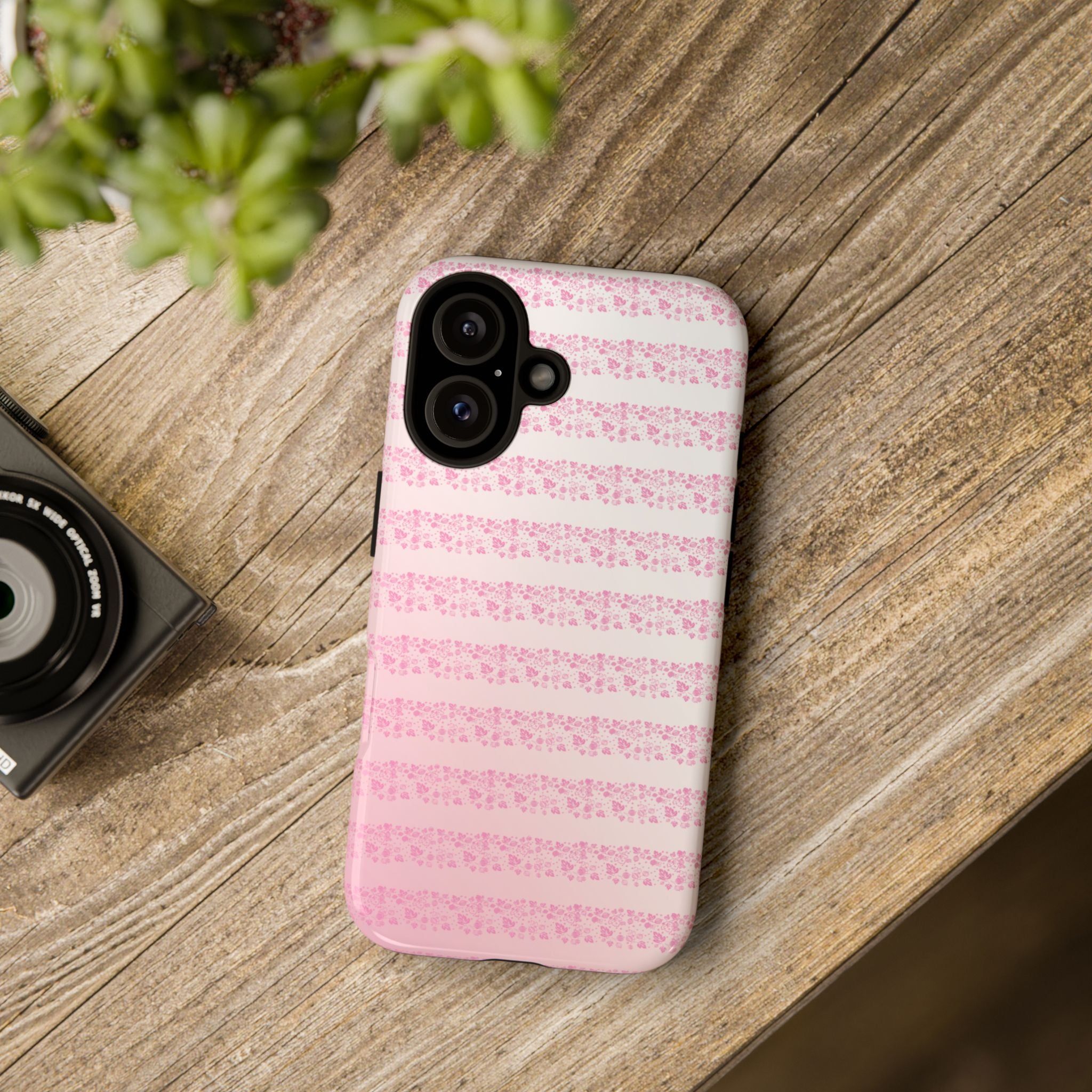 Pink Pyrex Gooseberry Striped Phone Case, Stylish Phone Cover, Tough Protective Case, Cute Cell Phone Case, Trending Gift for Her