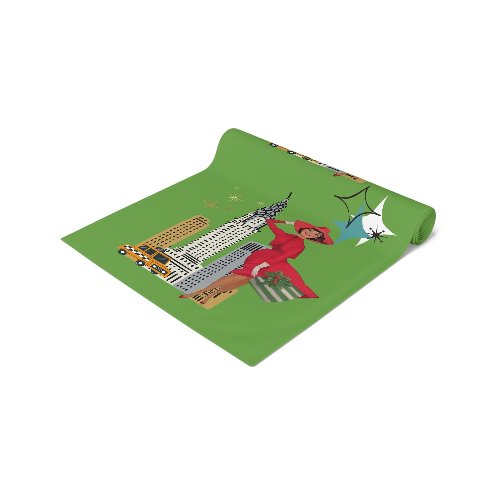 Mid Century Modern Christmas Glam Mod Gal City Life Table Runner - Mid Century Modern Gal