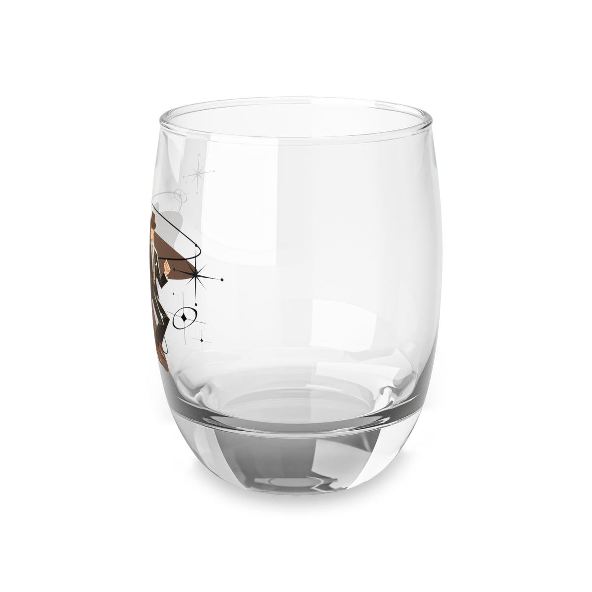 Mid Century Modern, Boomerang, Gay Couple, Black Man, White Man Kitschy 50s Whiskey Glass - Mid Century Modern Gal