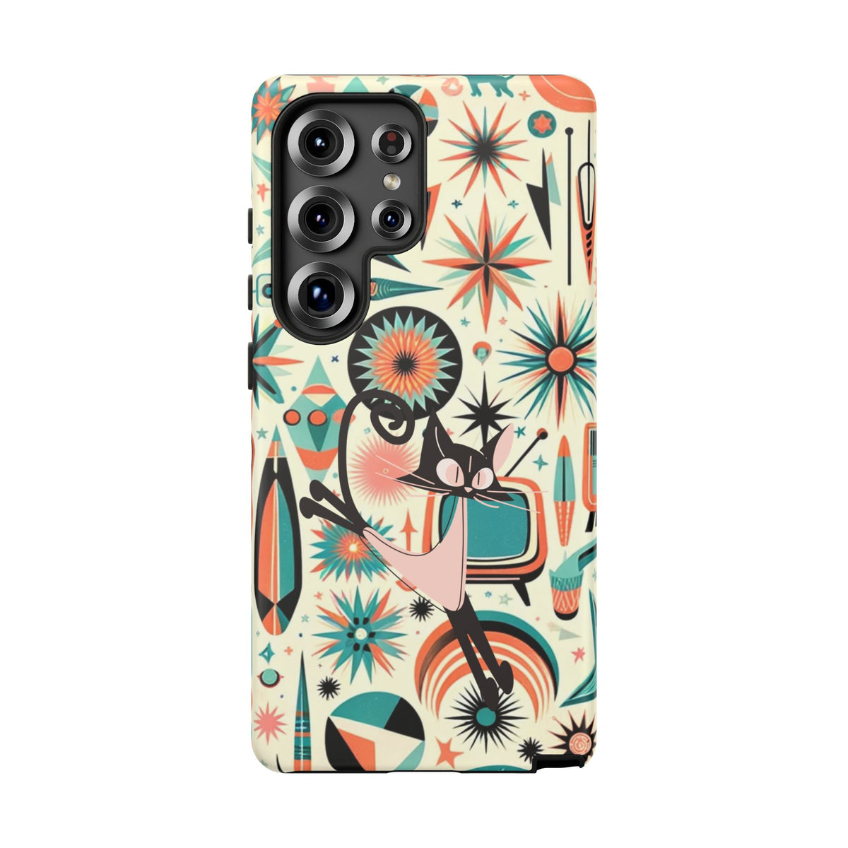 Atomic Kitty Boomerang Space Kitty Mid Century Modern Samsung, Smart Phone, Tough Cases
