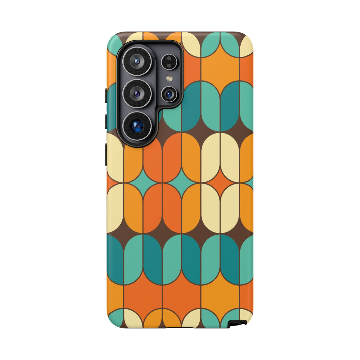 Mid Century Modern Orange, Teal Geometric Mod Designed Tough Phone Case