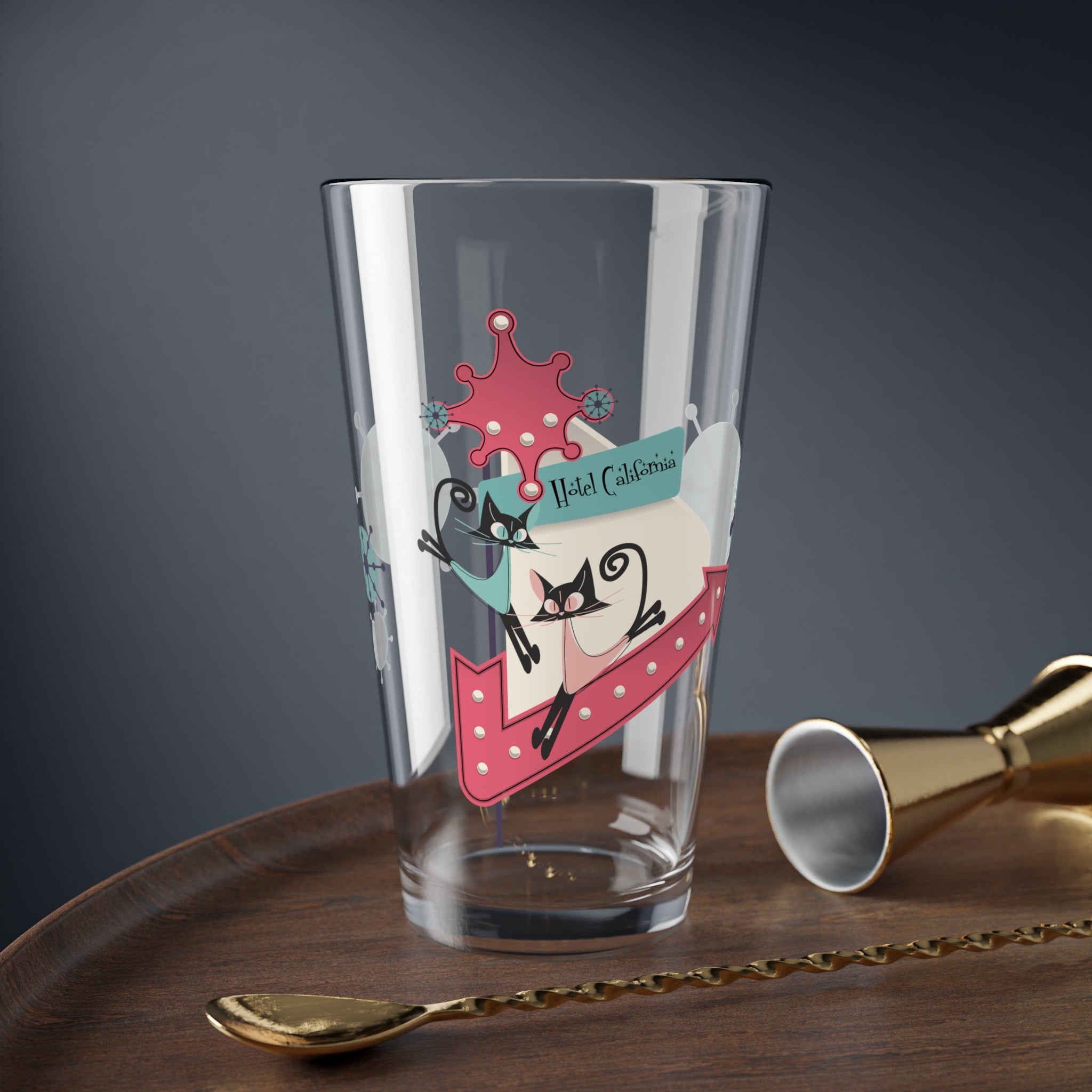 Atomic Cat Retro Glassware, Mid Century Modern Barware, Buy 3 Get One Free, Atomic 50s Drinkware Beer, Cocktail, Mocktail, Mojito Glass - Mid Century Modern Gal