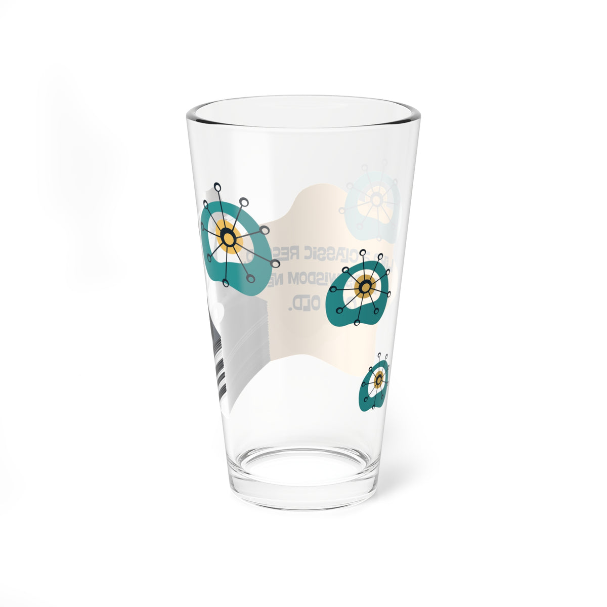Dad's Beer Glass, Father's Day Gift, Dad Birthday, Mid Century Modern Atomic Cat, MCM Designed by MCM GAL - Mid Century Modern Gal