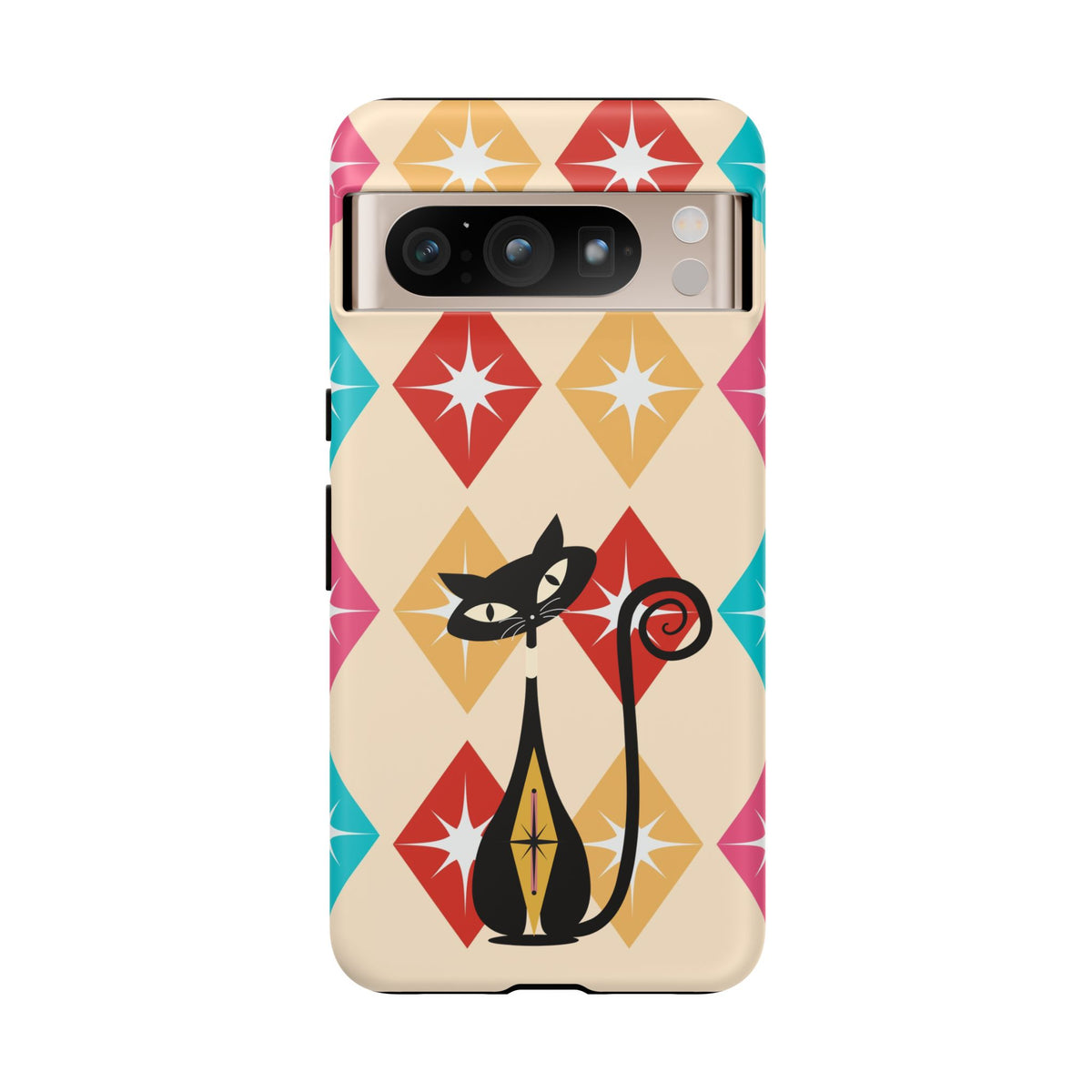 Mid Century Modern Atomic Cat, Atomic 50s Diamonds Retro Phone Tough Cases