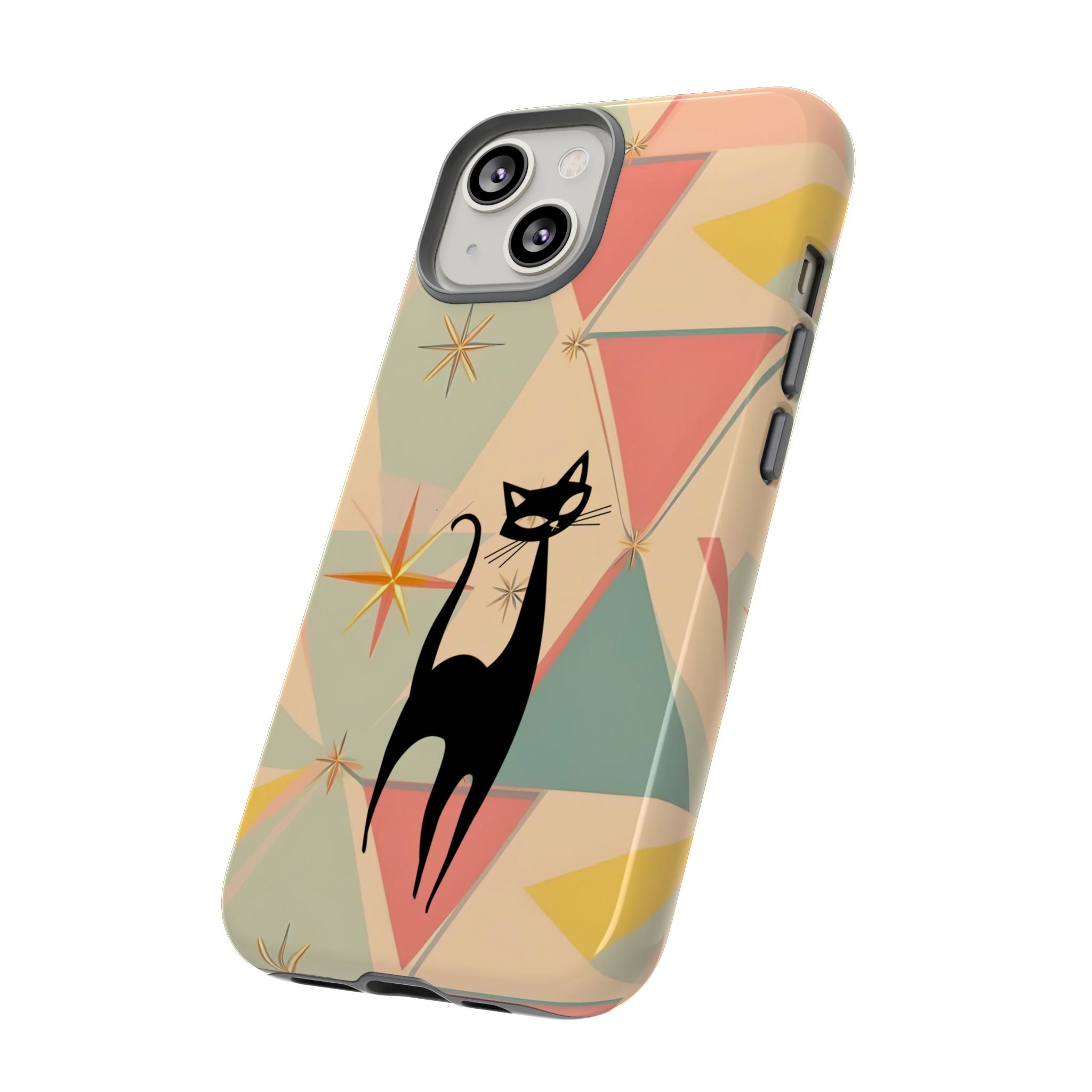 Atomic Cat Mid Mod Retro Cat Phone Case | Tough Cases with Vintage Vibe | Ideal for Cat Lovers