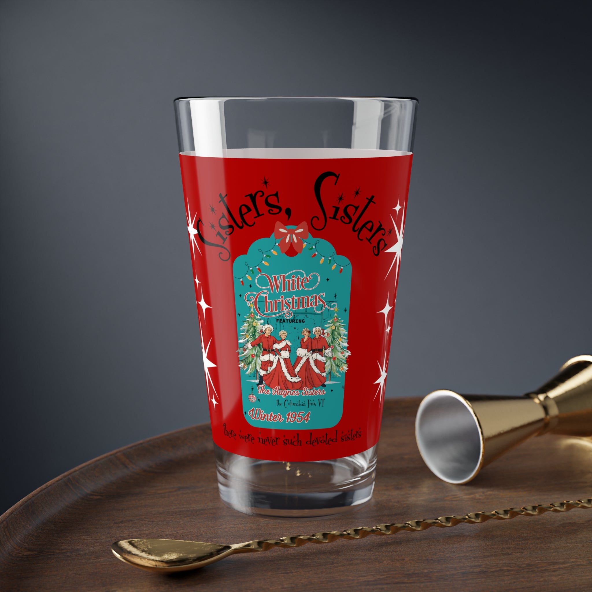 Wallace And Davis Sisters Sisters Retro Christmas Holiday Cocktail Glas Perfect Gift for Festive Season, Parties, Christmas - Mid Century Modern Gal