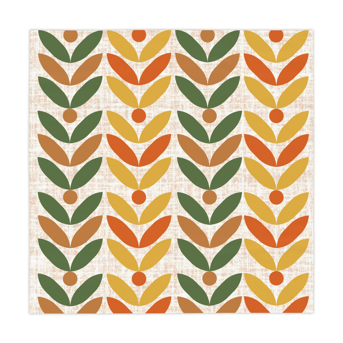 Retro Modern Danish Scandinavian Floral Orange, Yellow, Camel Brown And Floral Design for Dining Room Decor - Mid Century Modern Gal