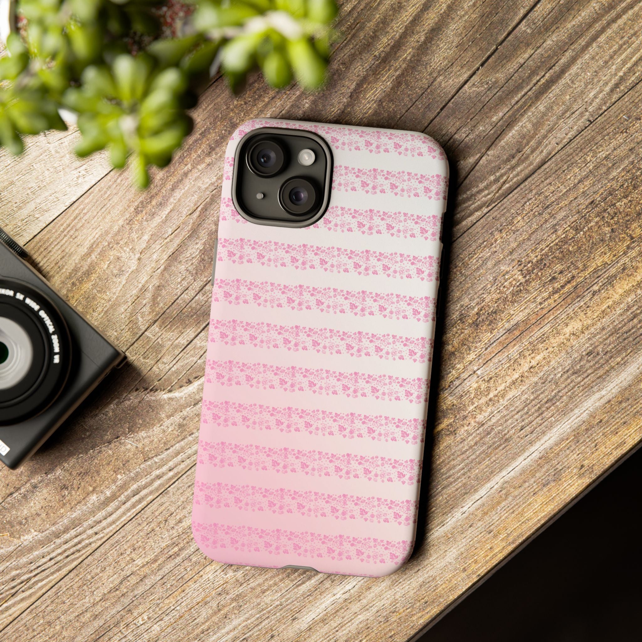 Pink Pyrex Gooseberry Striped Phone Case, Stylish Phone Cover, Tough Protective Case, Cute Cell Phone Case, Trending Gift for Her